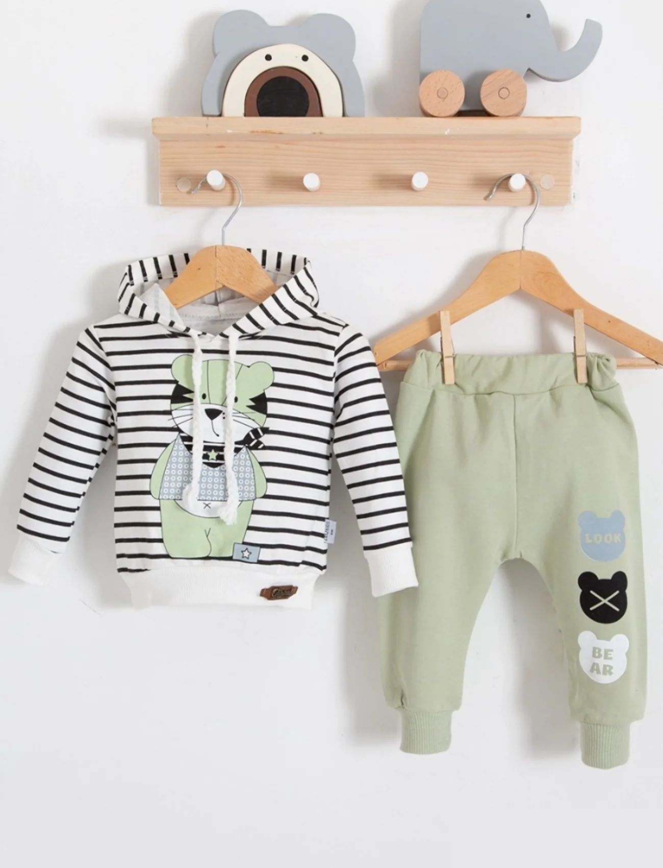 Look Bear 2li Kapişonlu Erkek Bebek Takım