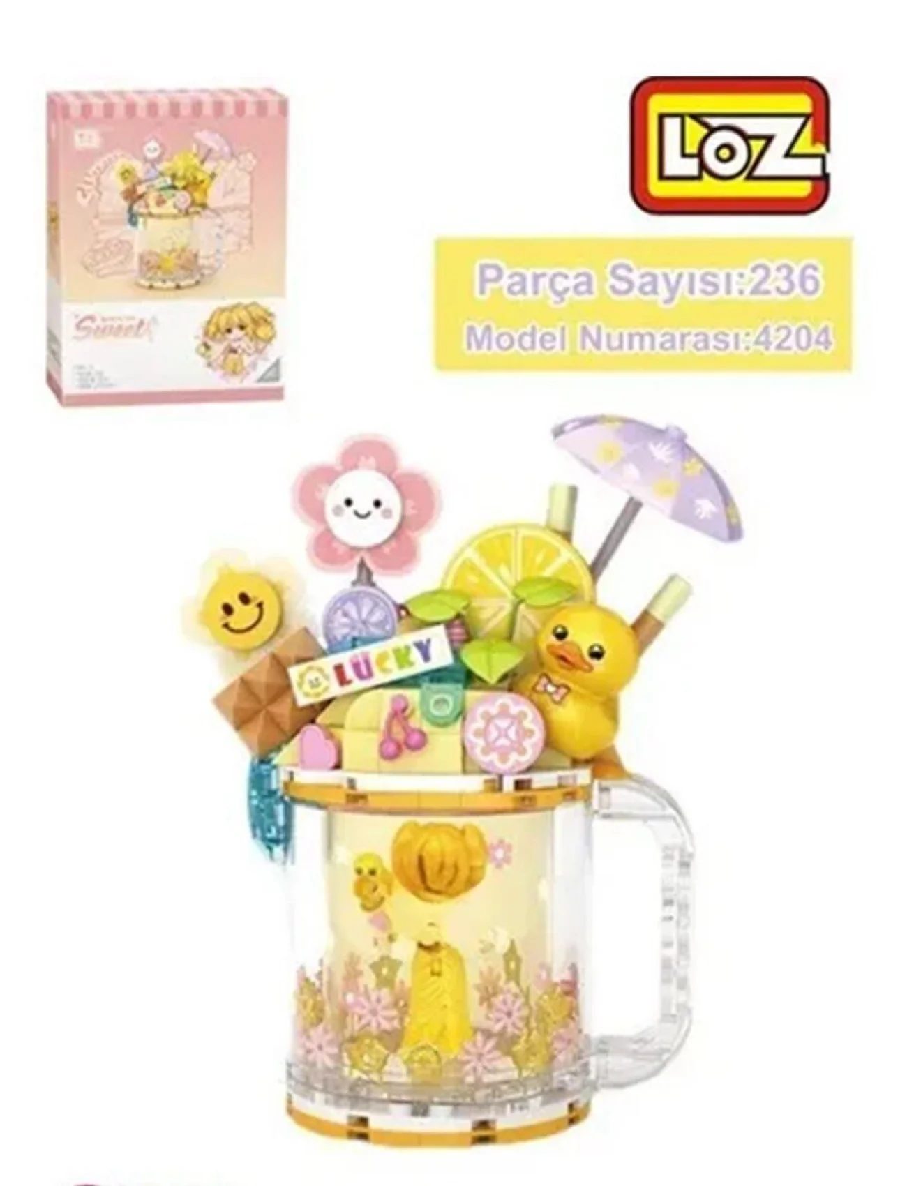 LZ-4204 LOZ SARI ÖRDEK DONDURMA KUPASI 236 PARÇA BLOCK OYUNCAK