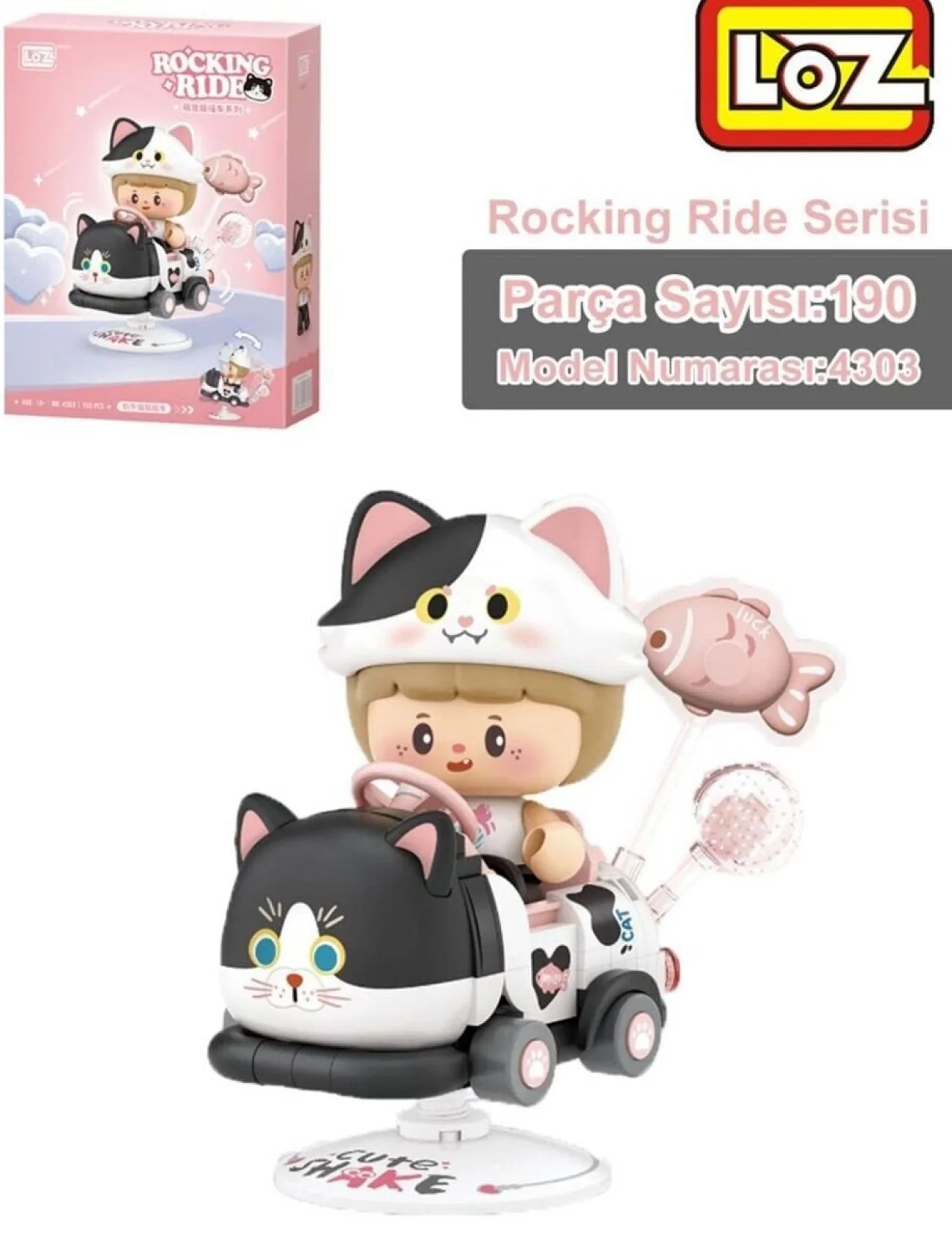 LZ-4303 LOZ HOLSTEİN CAT SALLANMA SÜRÜŞÜ 190 PARÇA BLOCK OYUNCAK