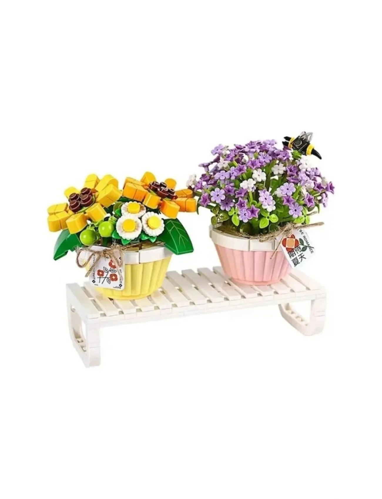 LZ1674 LOZ Eternal Flowers Serisi - Saksıda Çiçekler Letters from Spring Baby’s Breath Daisy With Bee 534 Parça Yapım Seti