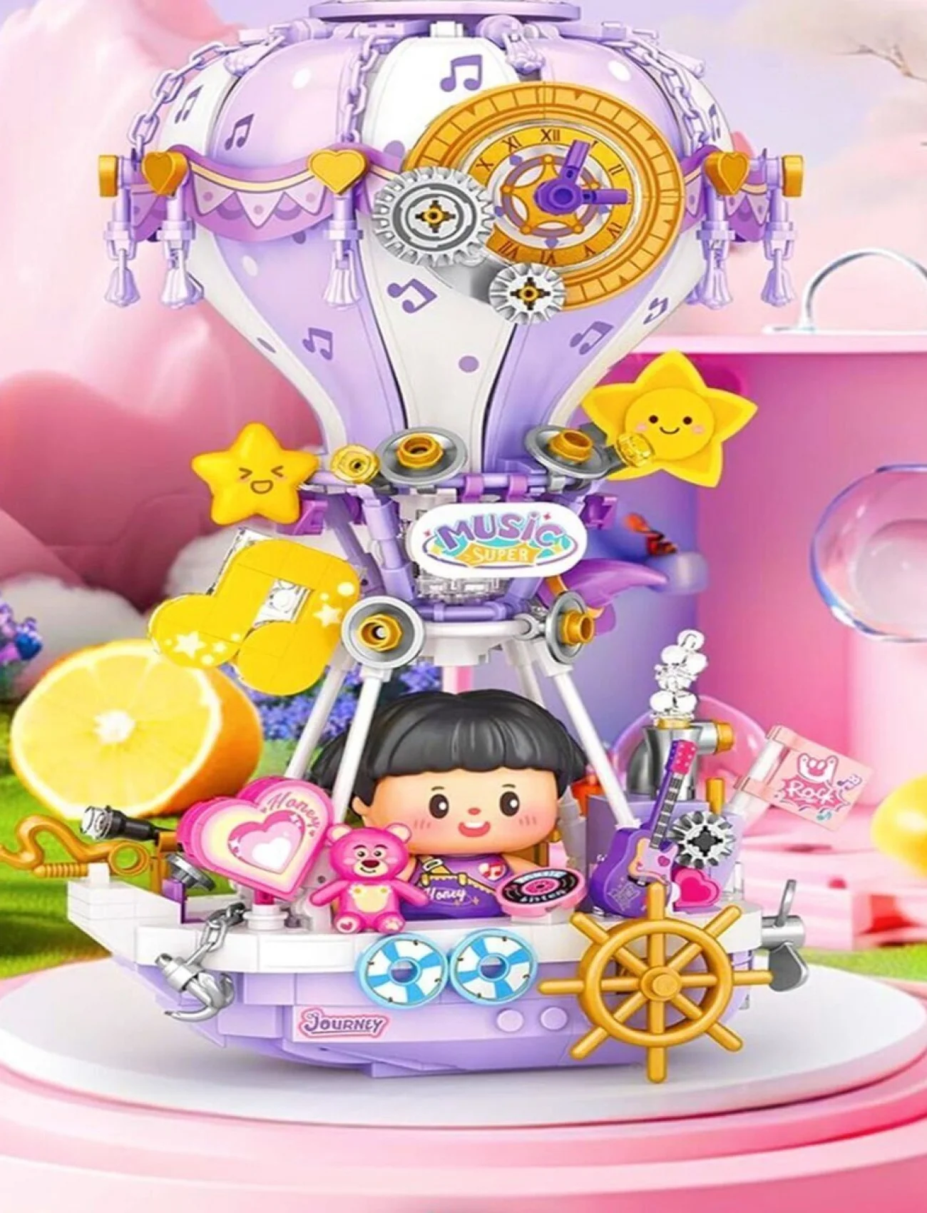 LZ4111 LOZ  MOR HAVA BALONU  BLOCK OYUNCAK 666 PARÇA