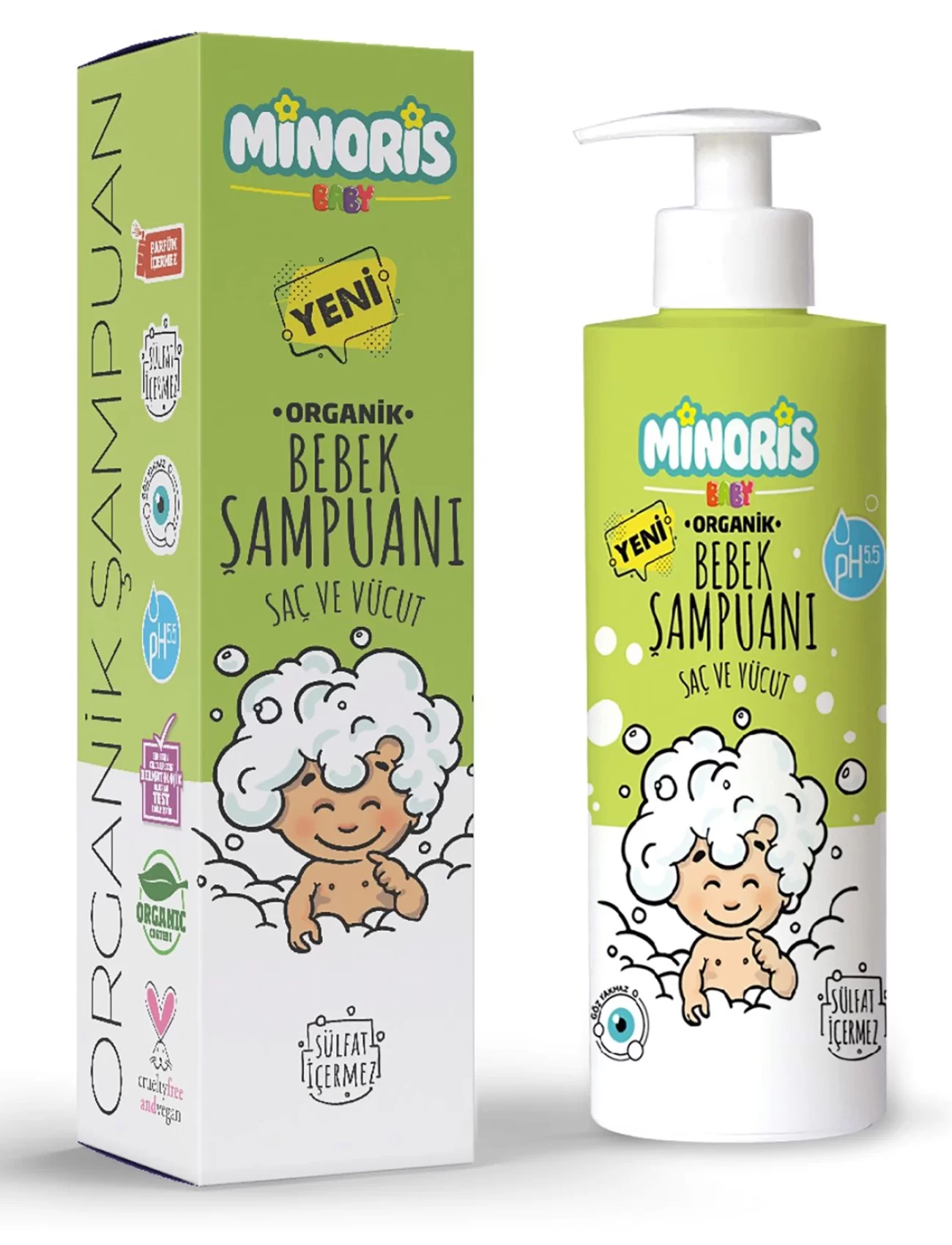 Minoris Baby Organik Bebek Saç ve Vücut Şampuanı 400ml