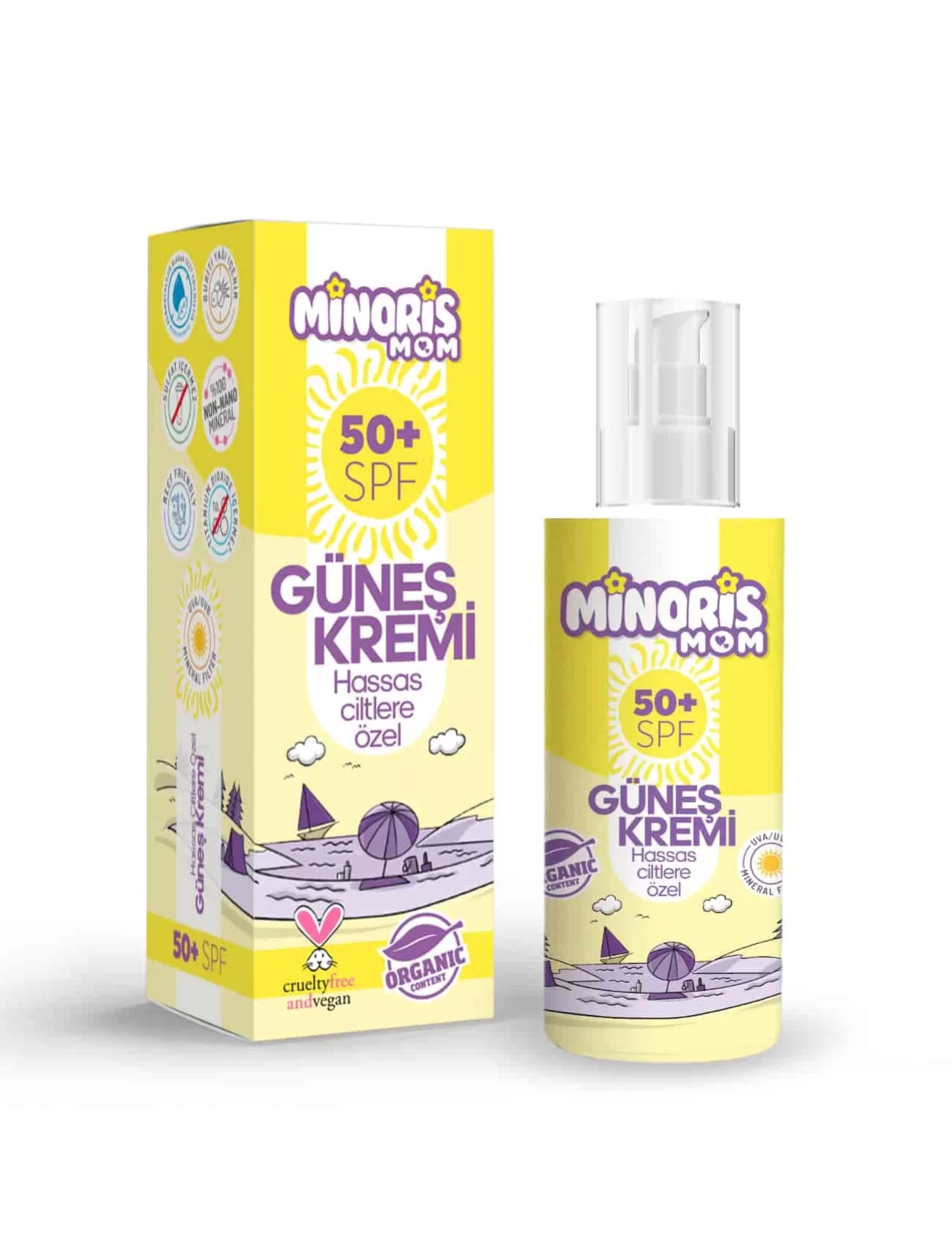 Minoris Mom Organik Hassas Ciltler İçin Güneş Kremi 50SPF 150ml