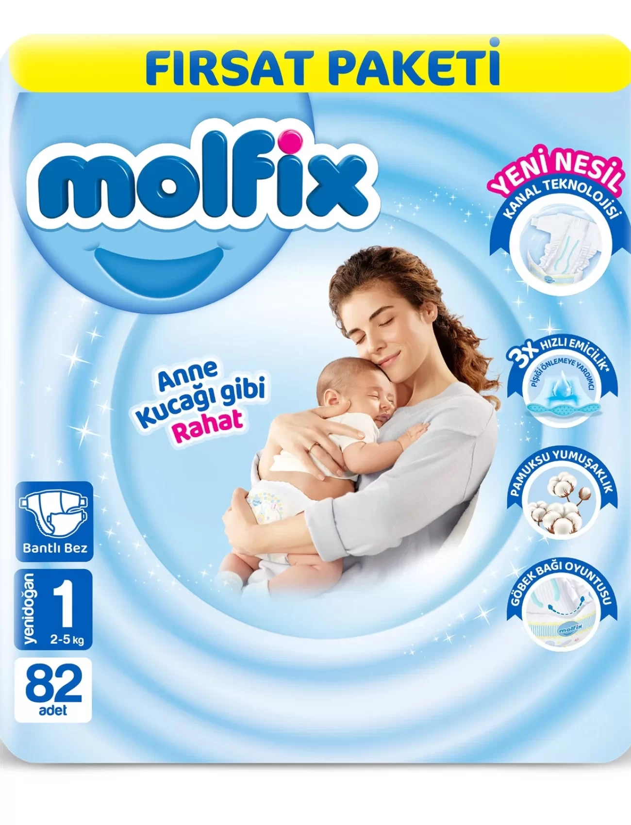 Molfix Bebek Bezi Fırsat Paketi 1 Beden 2-5 Kg 82 Adet