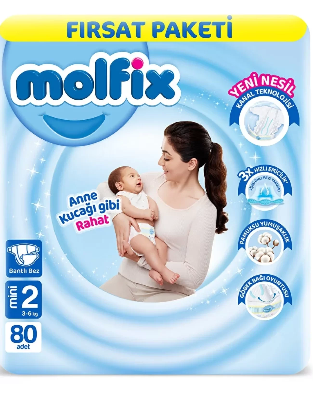 Molfix Bebek Bezi Fırsat Paketi 2 Beden 3-6 Kg 80 Adet
