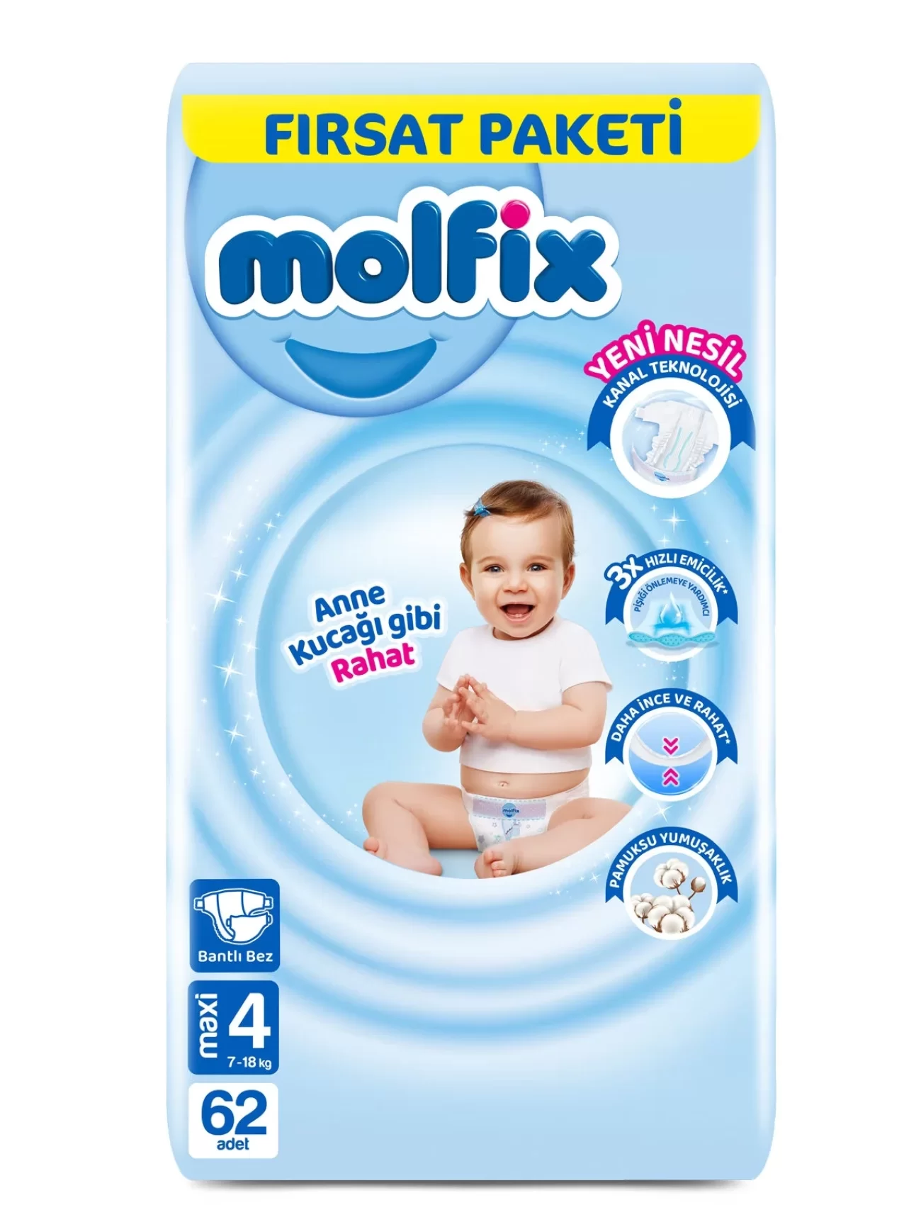 Molfix Bebek Bezi Fırsat Paketi 4 Beden 7-14 Kg 62 Adet