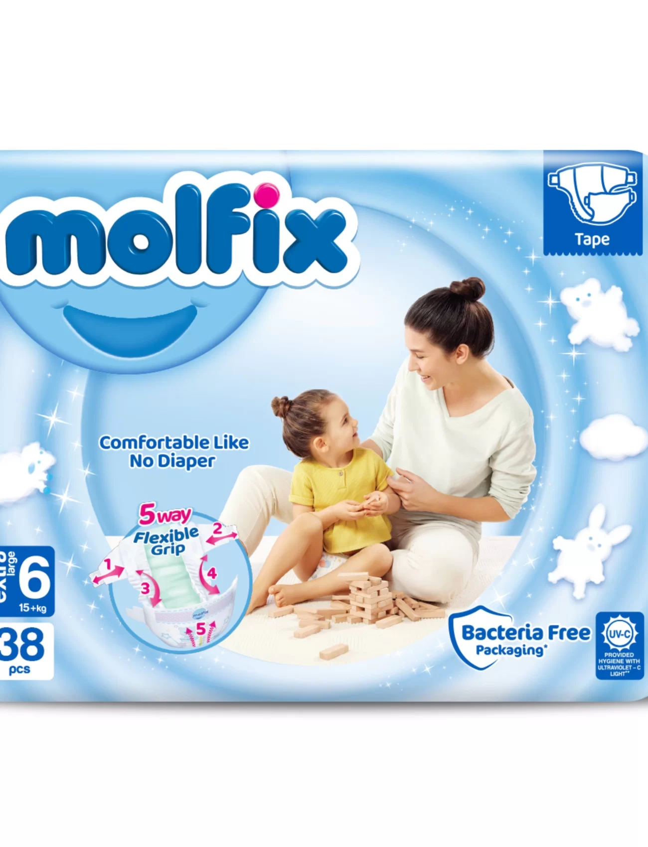 Molfix Bebek Bezi Fırsat Paketi 6 Beden 15+ Kg 38 Adet