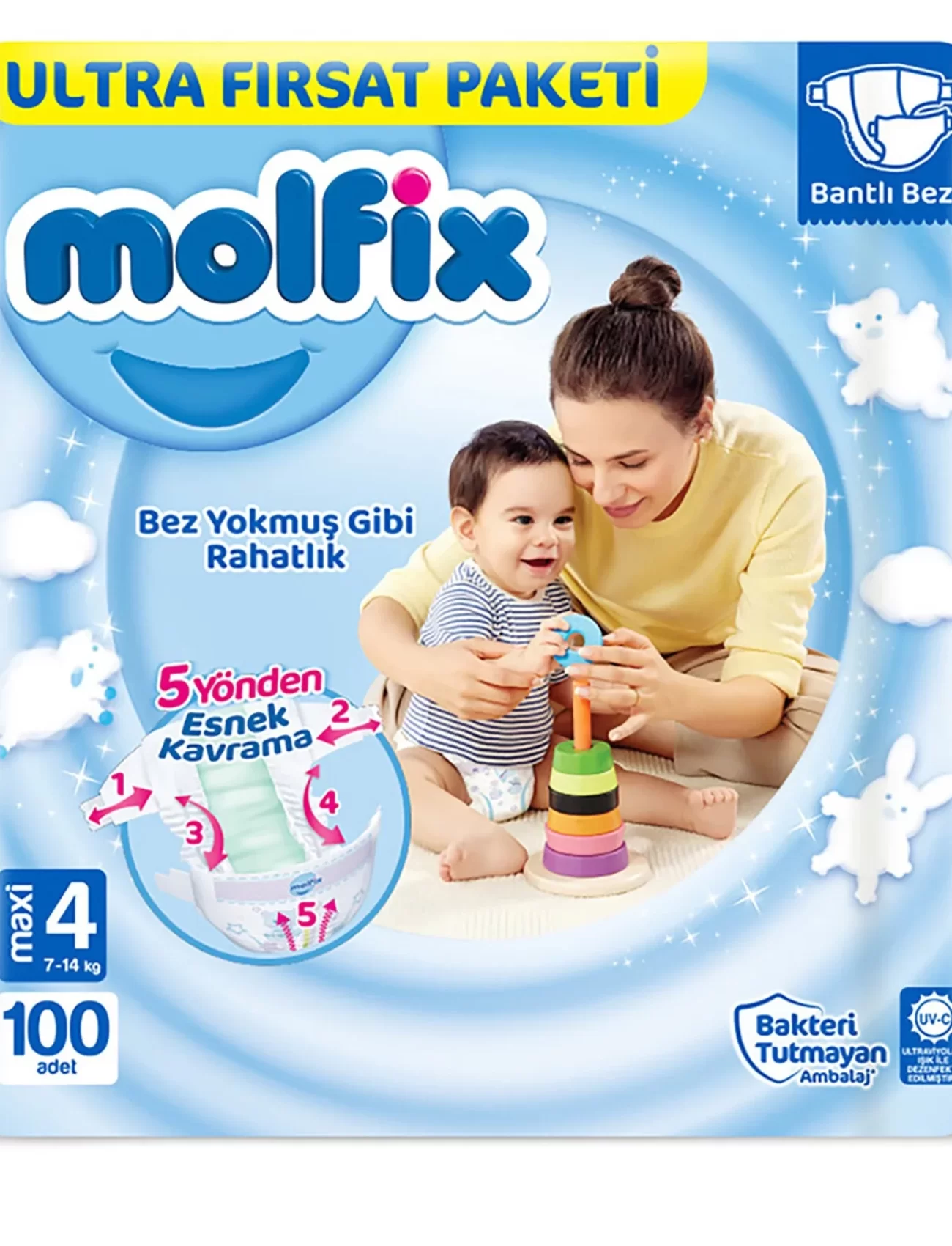 Molfix Bebek Bezi Ultra Fırsat Paketi 4 Beden 7-14 Kg 100 Adet