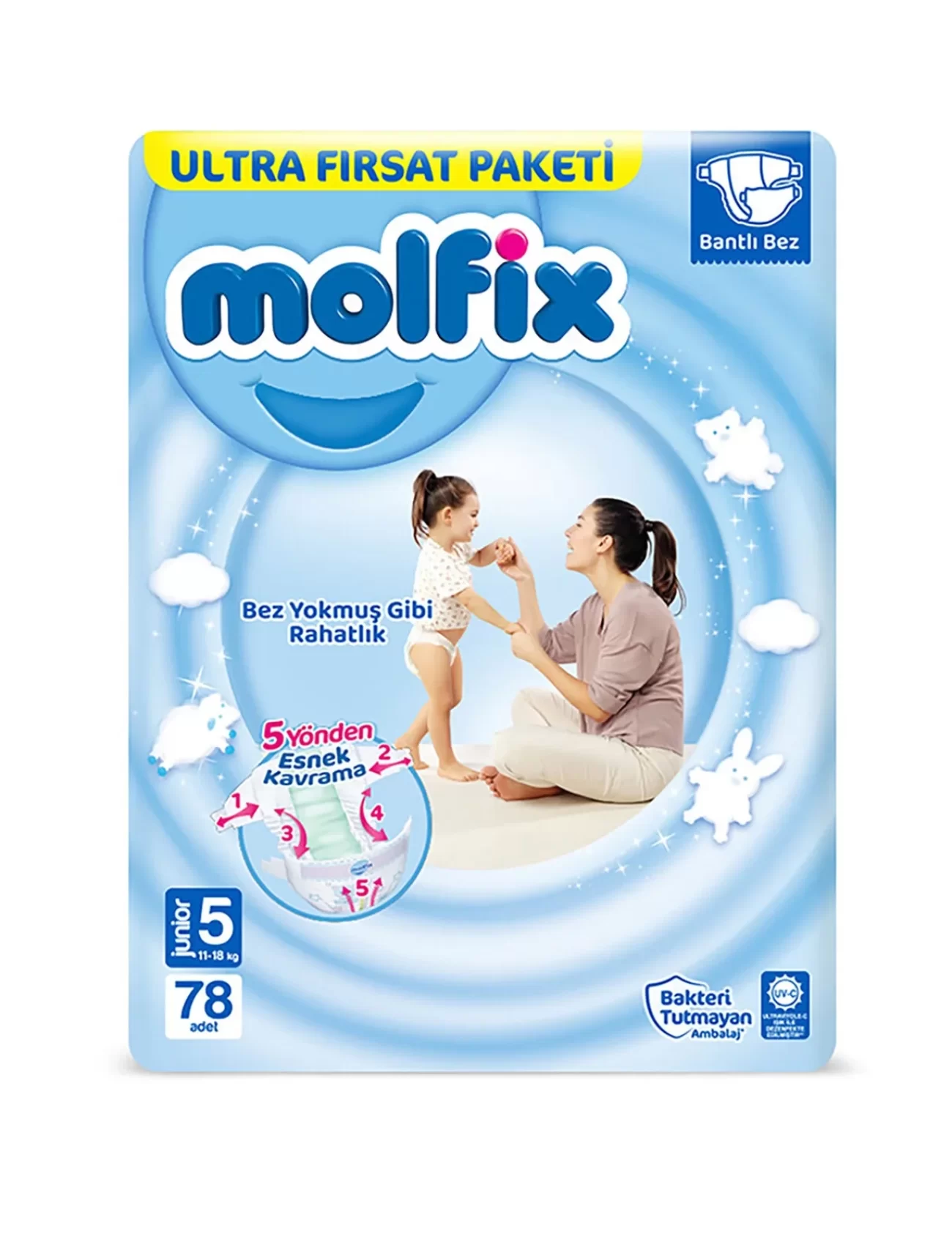 Molfix Bebek Bezi Ultra Fırsat Paketi 5 Beden 11-18 Kg 78 Adet