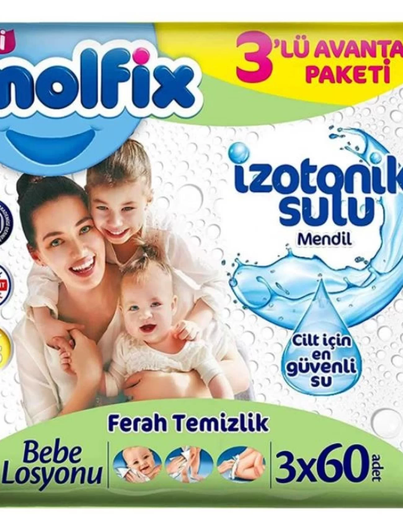 Molfix İzotonik Sulu Ferah Temizlik Islak Havlu Mendil 3Lü 180 Yaprak