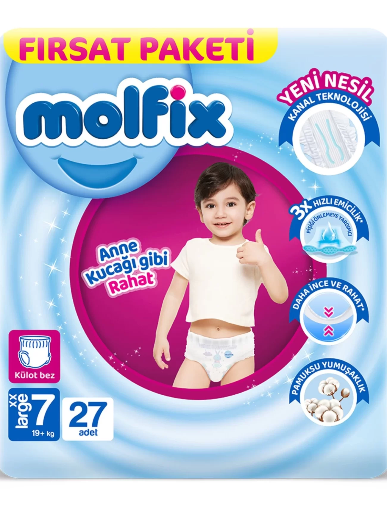 Molfix Külot Bez Fırsat Paketi 7 Beden 19+ Kg 27 Adet