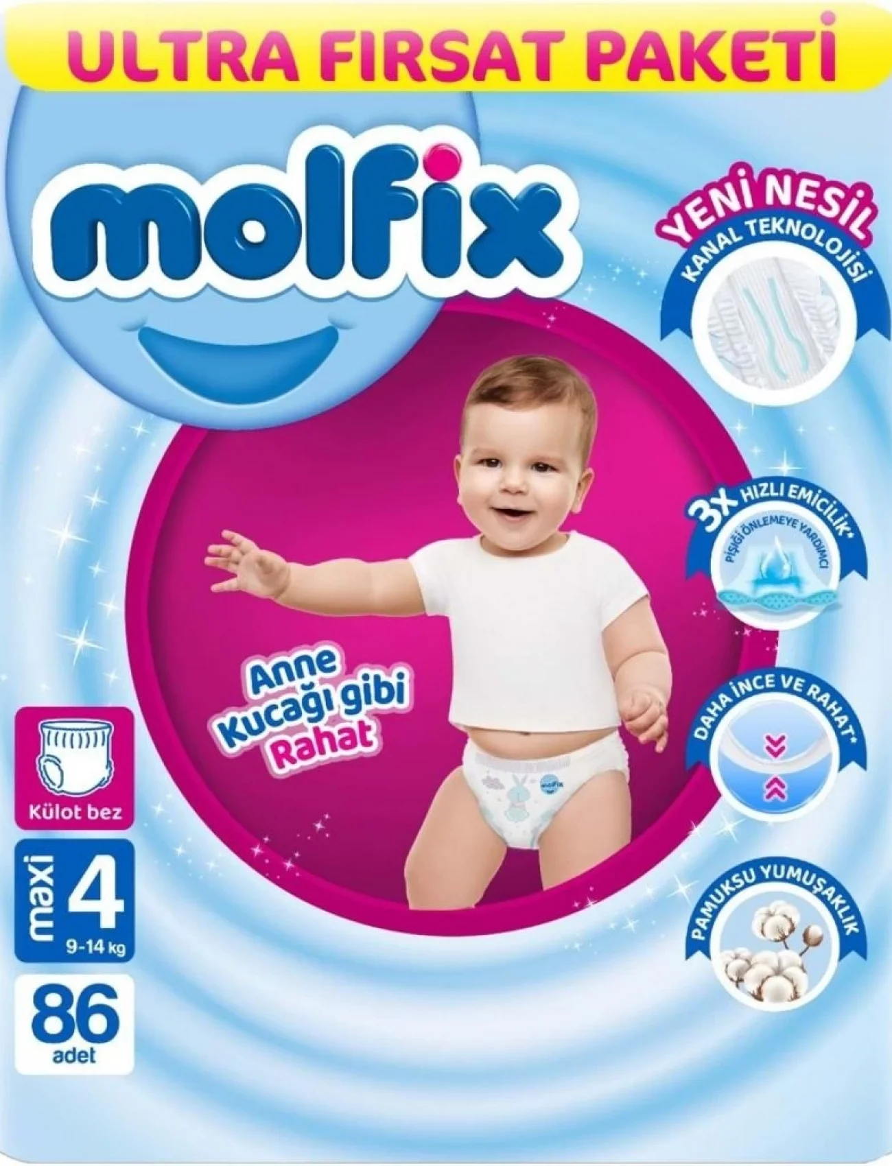 Molfix Külot Bez Ultra Fırsat Paketi 4 Beden 9-14 Kg 86 Adet
