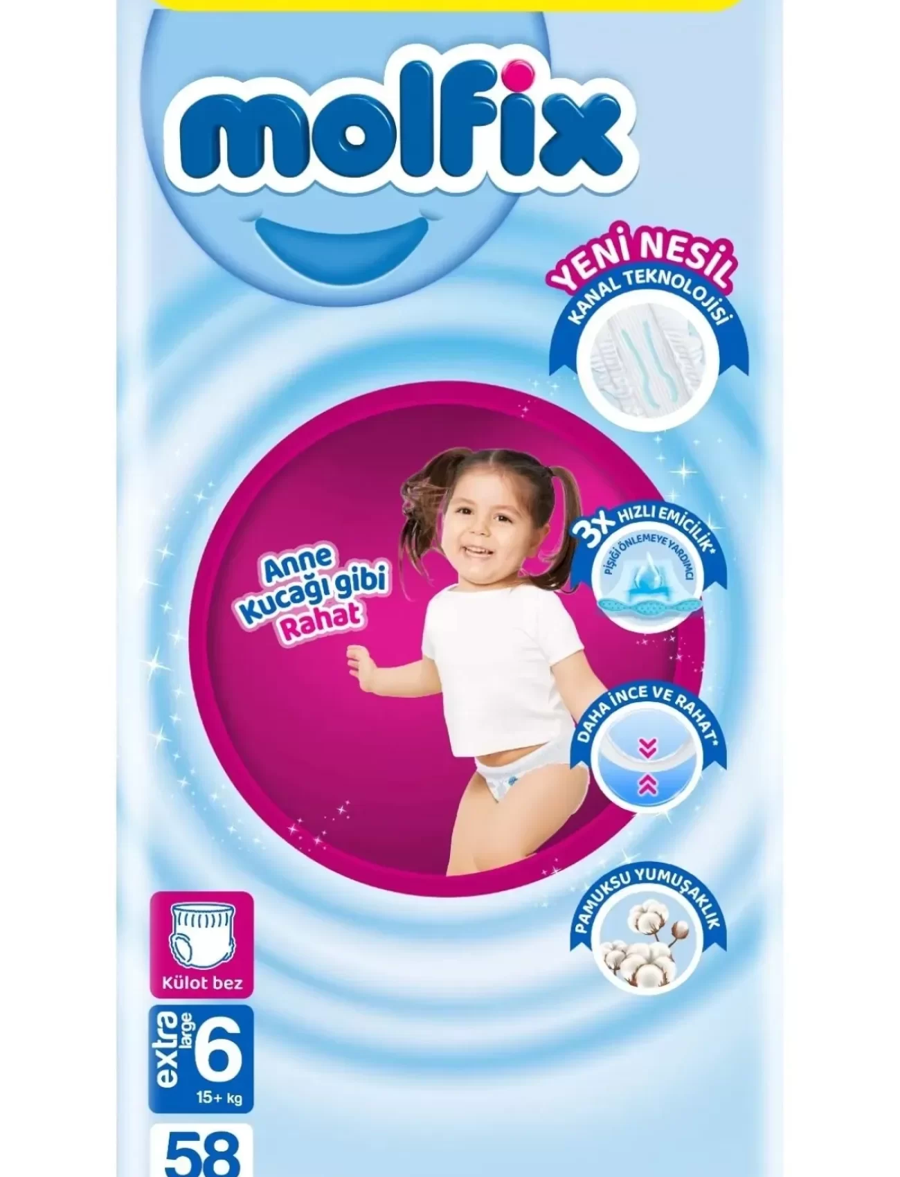 Molfix Külot Bez Ultra Fırsat Paketi 6 Beden 15+ Kg 58 Adet
