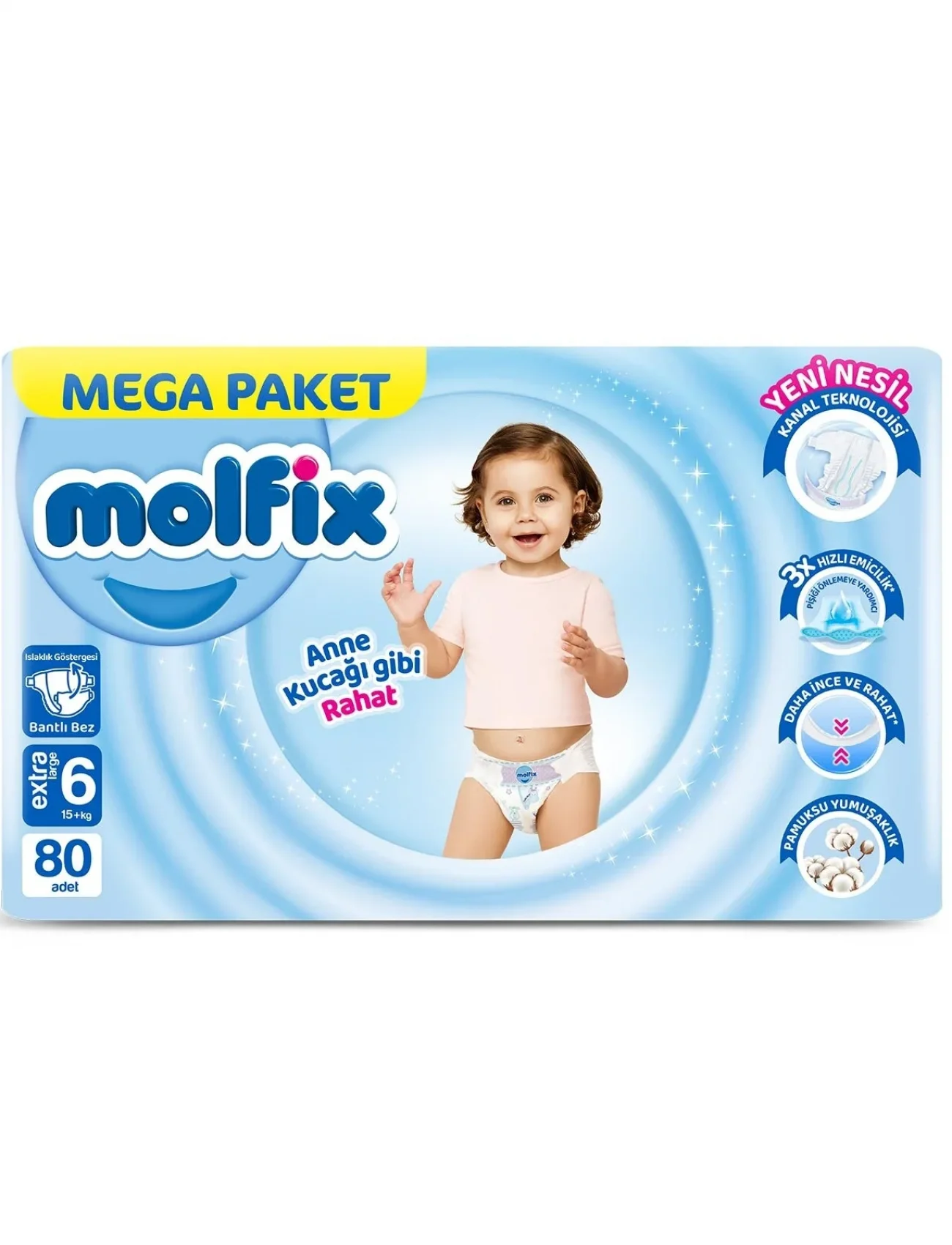 Molfix Mega Paket Bebek Bezi 6 Beden 15+ Kg 80 Adet