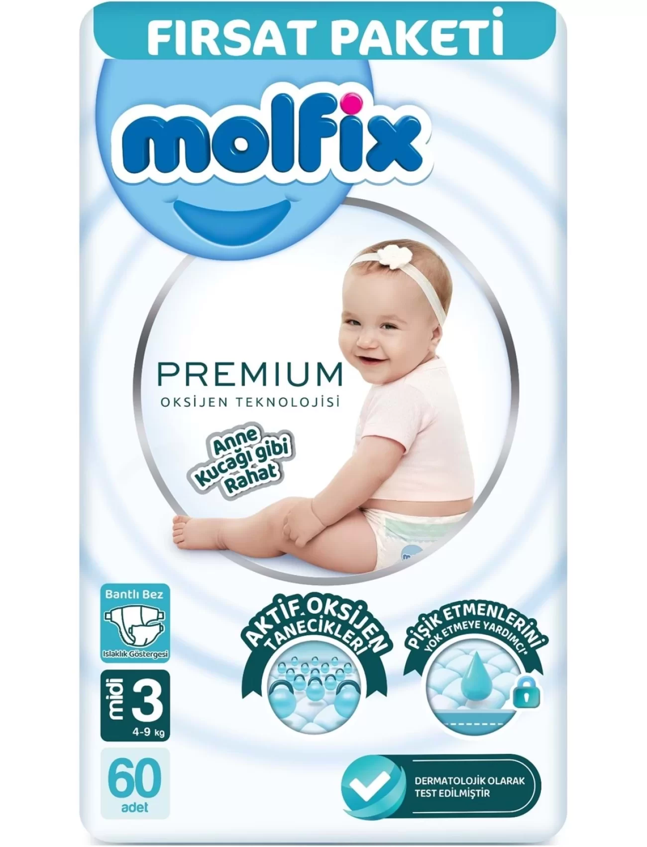 Molfix Premium Bebek Bezi Fırsat Paketi 3 Beden 4-9 Kg 60 Adet