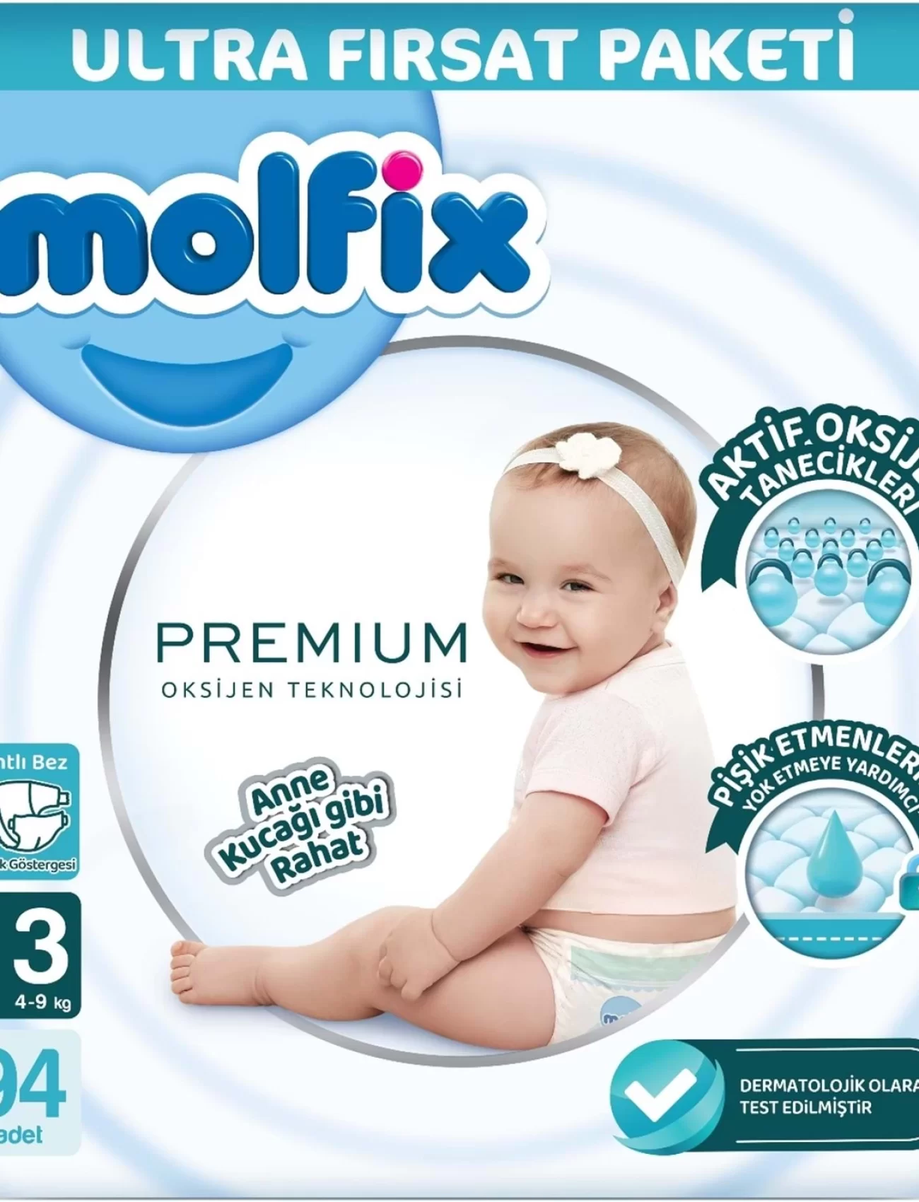 Molfix Premium Bebek Bezi Ultra Fırsat Paketi 3 Beden 4-9 Kg 94 Adet