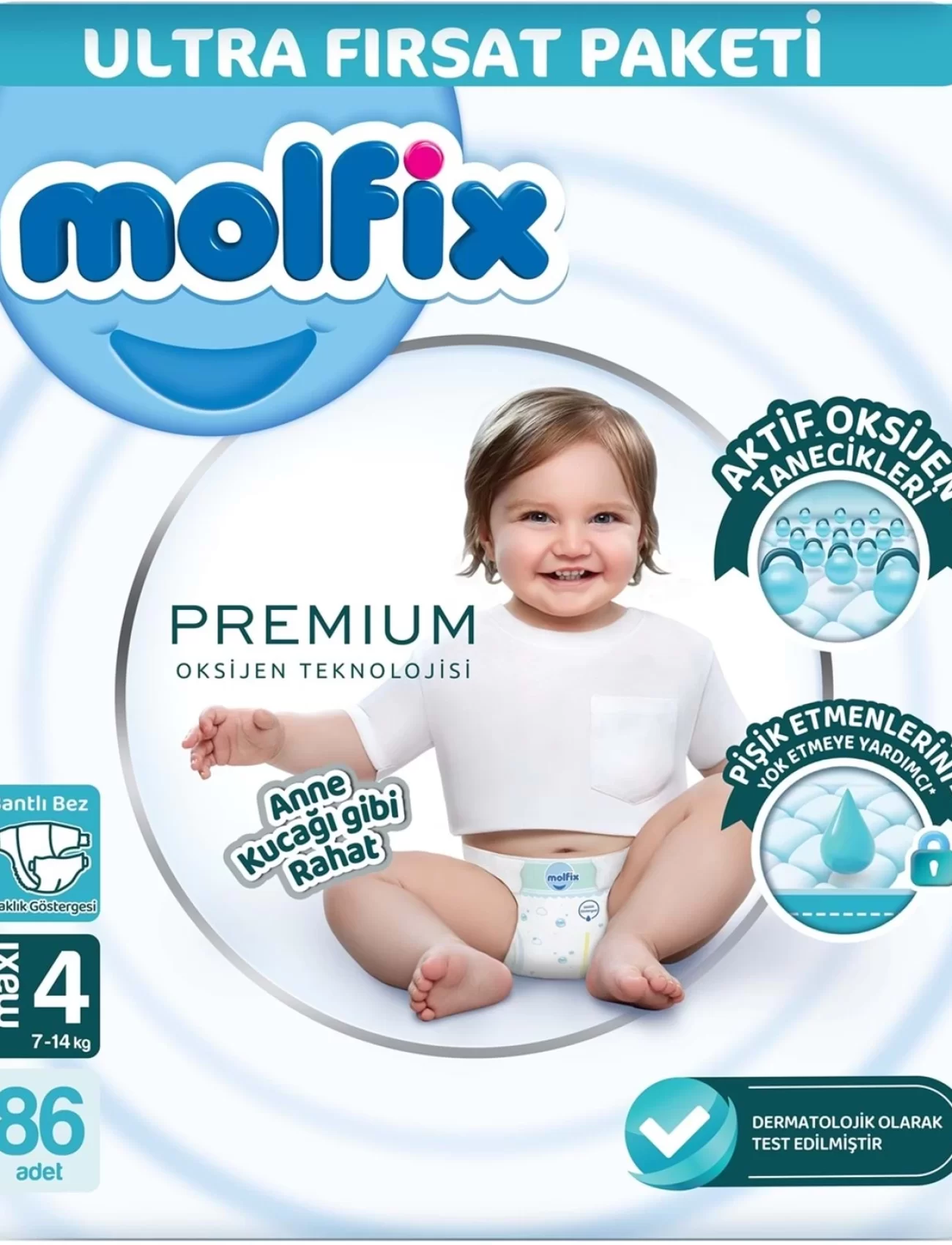 Molfix Premium Bebek Bezi Ultra Fırsat Paketi 4 Beden 7-14 Kg 86 Adet