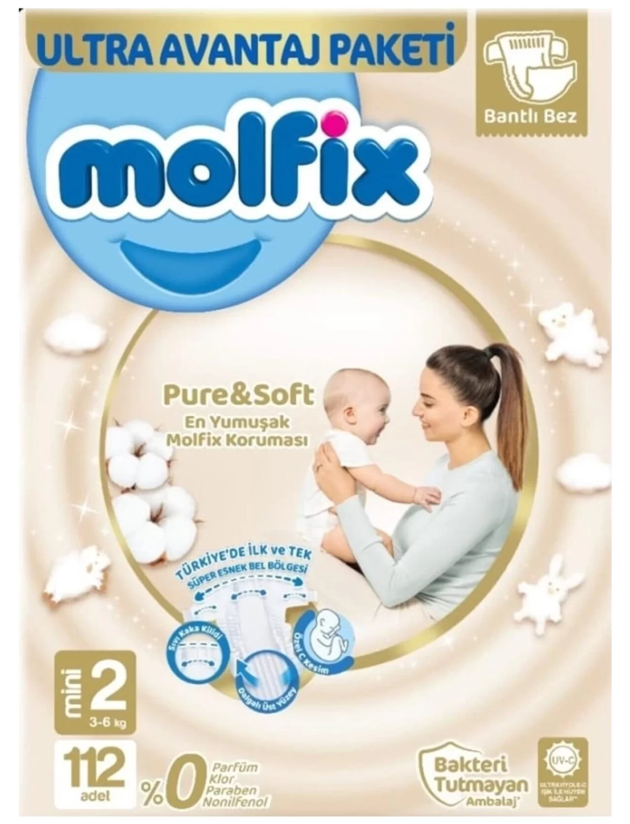 Molfix Pure&Soft Bebek Bezi Ultra Avantaj Paketi 2 Beden 3-6 Kg 112 Adet