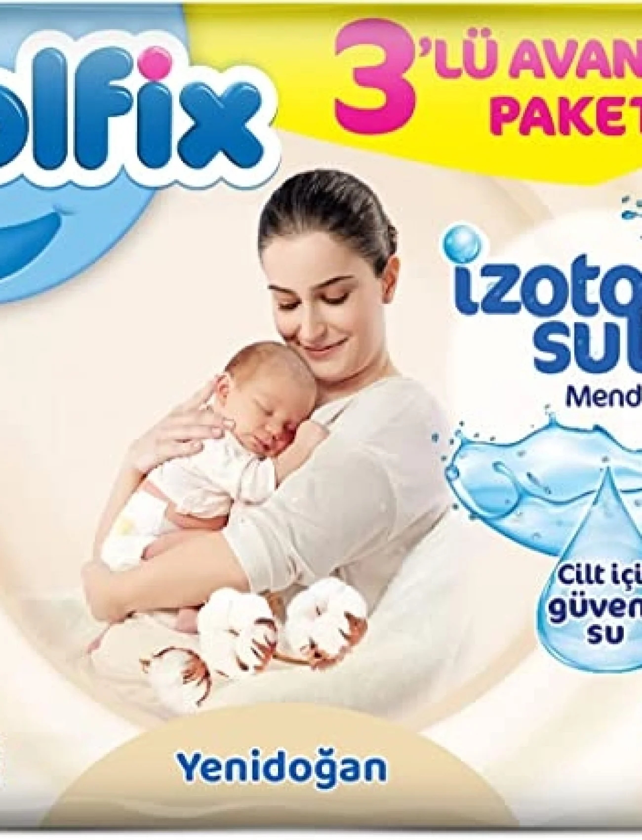 Molfix Yenidoğan İzotonik Sulu Doğal Pamuk Islak Havlu Mendil 3lü 150 Yaprak