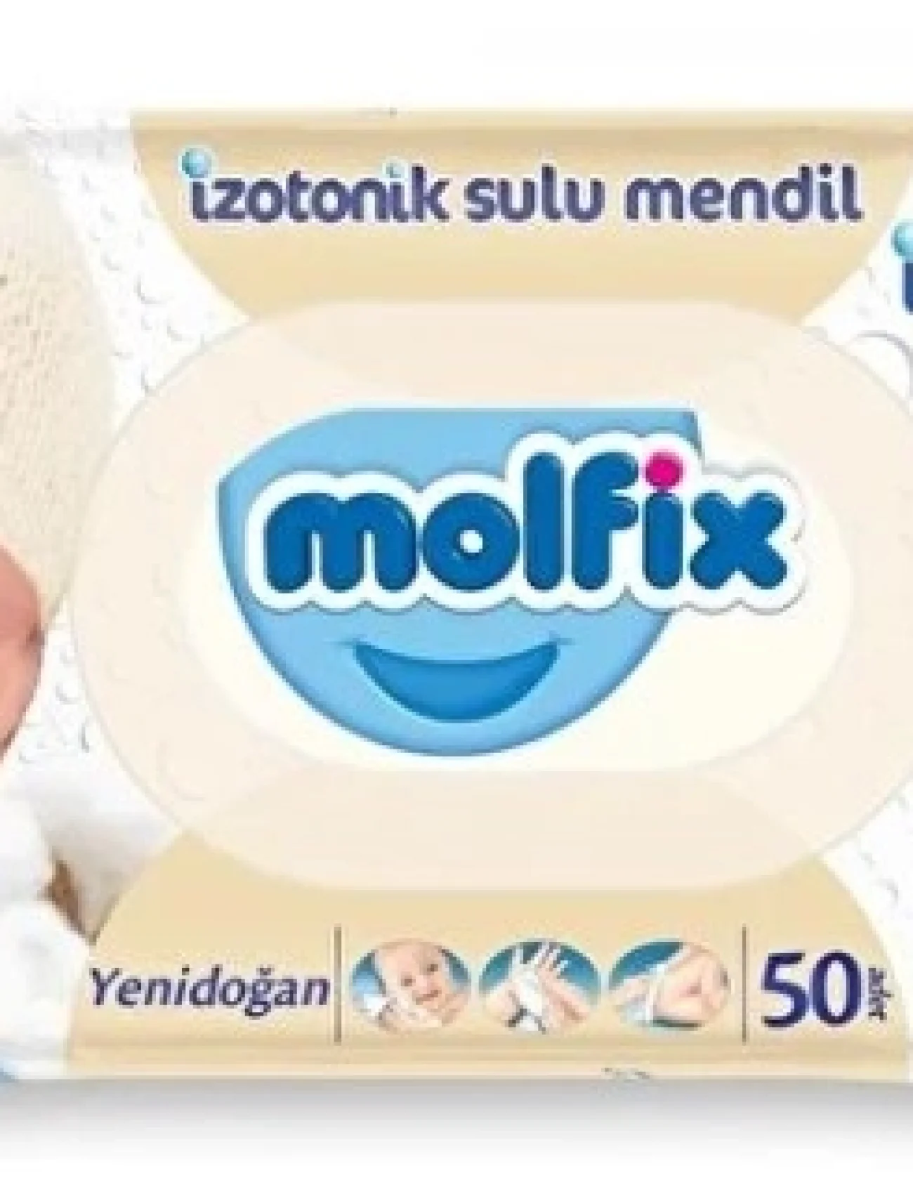 Molfix Yenidoğan İzotonik Sulu Doğal Pamuk Islak Havlu Mendil 50li