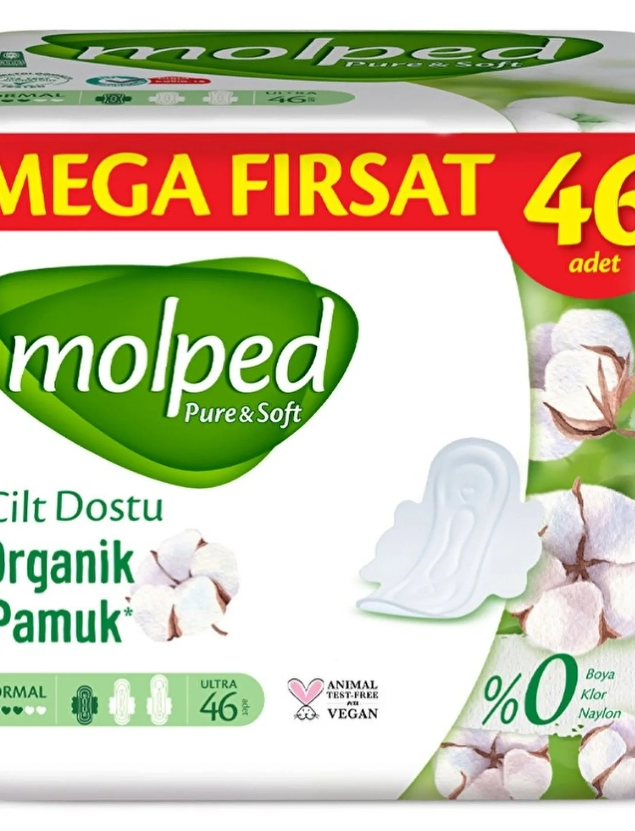 Molped Pure & Soft Mega Normal Hijyenik Ped 46lı