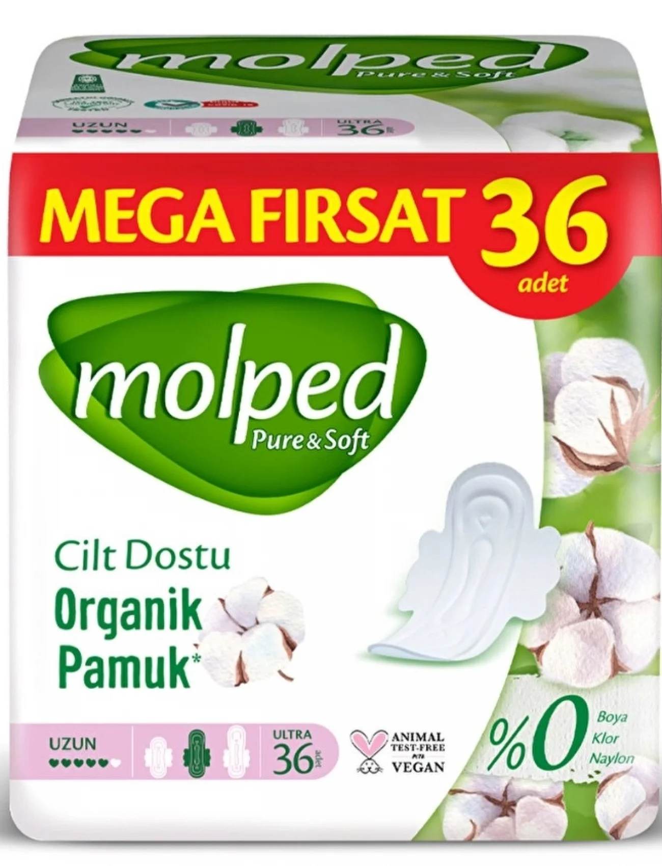 Molped Pure & Soft Mega Uzun Hijyenik Ped 36lı