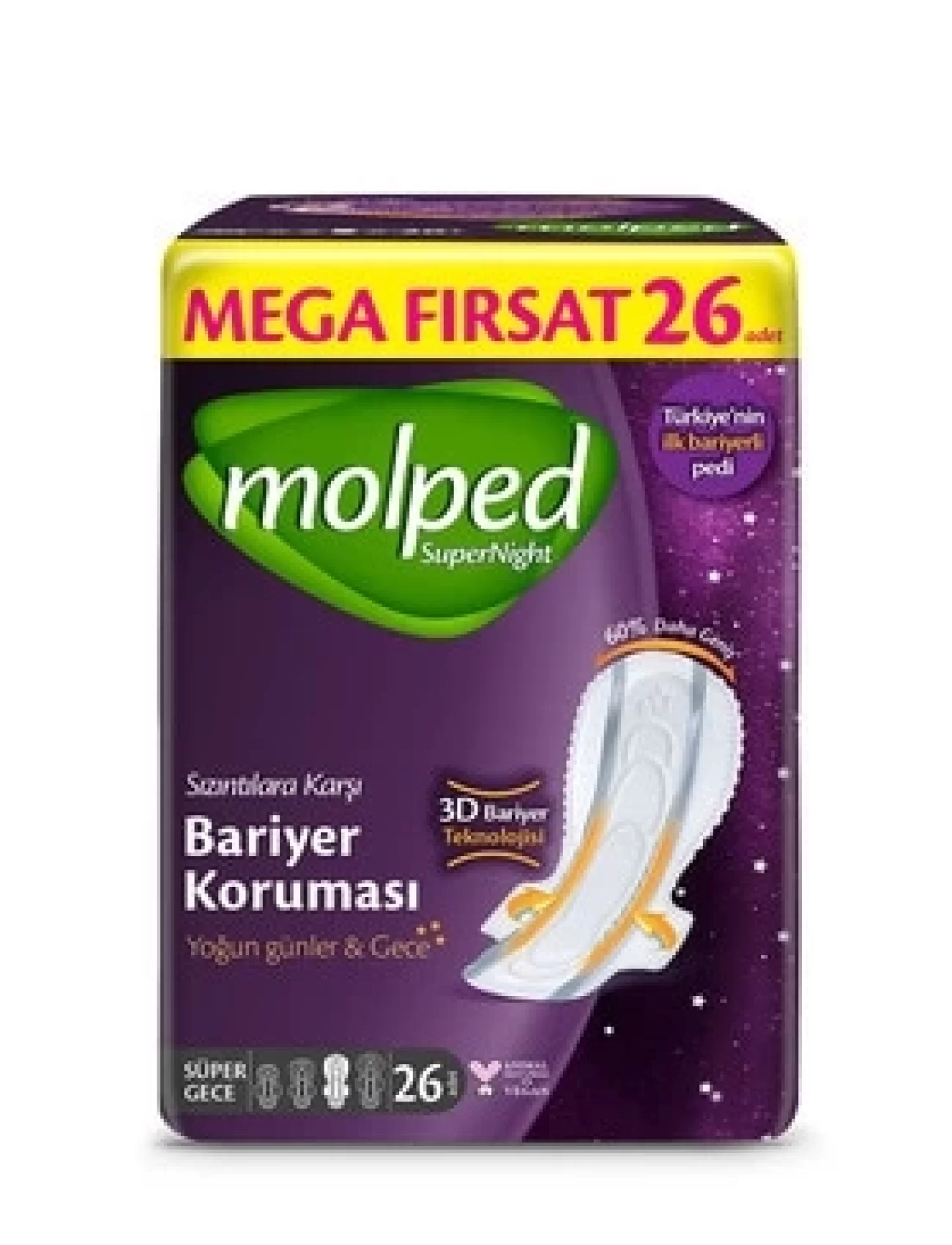 Molped Süpernight Süper Gece Ped 26 Adet