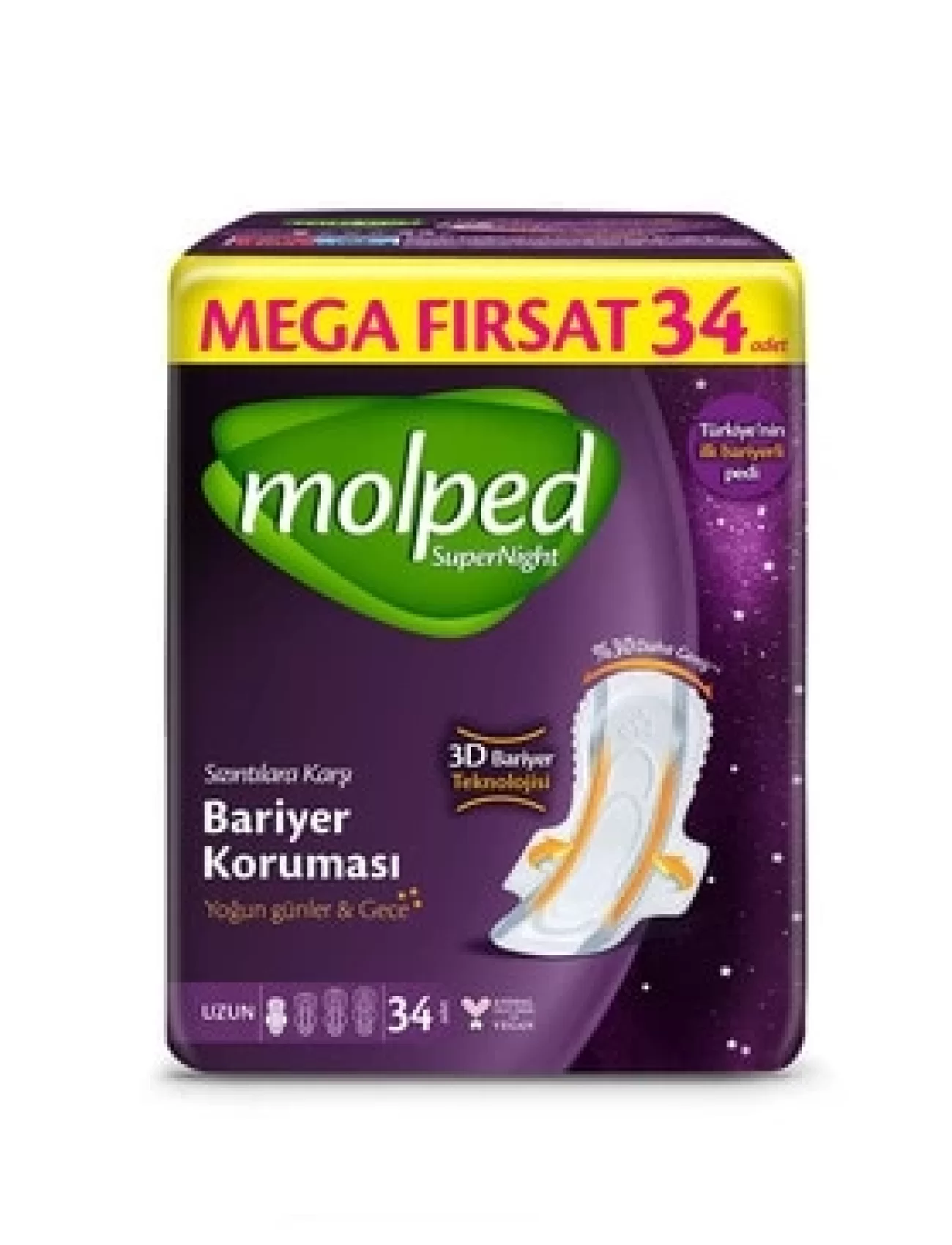 Molped Süpernight Uzun Ped Mega 34 Adet
