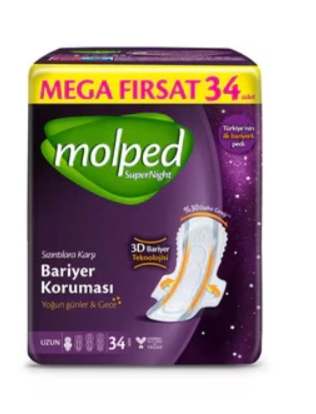 Molped Süpernight Uzun Ped Mega 34 Adet