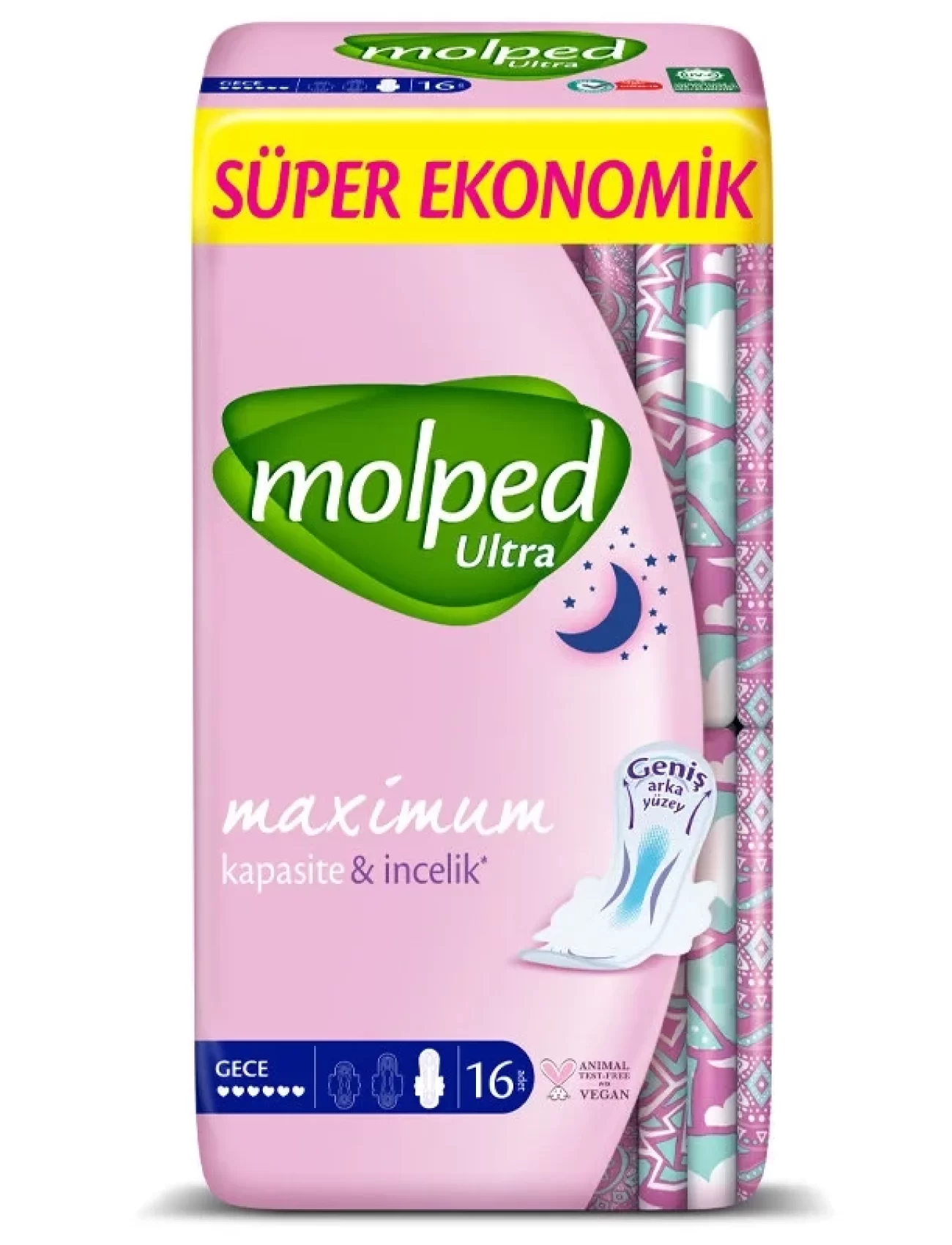 Molped Ultra Hijyen Anatomik Gece Ped Süper Eko 16 Adet