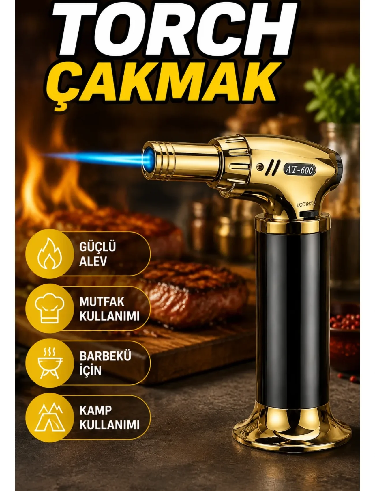 Mutfak İçin Torch Çakmak Karamelize Barbekü Kamp Kullanımlı