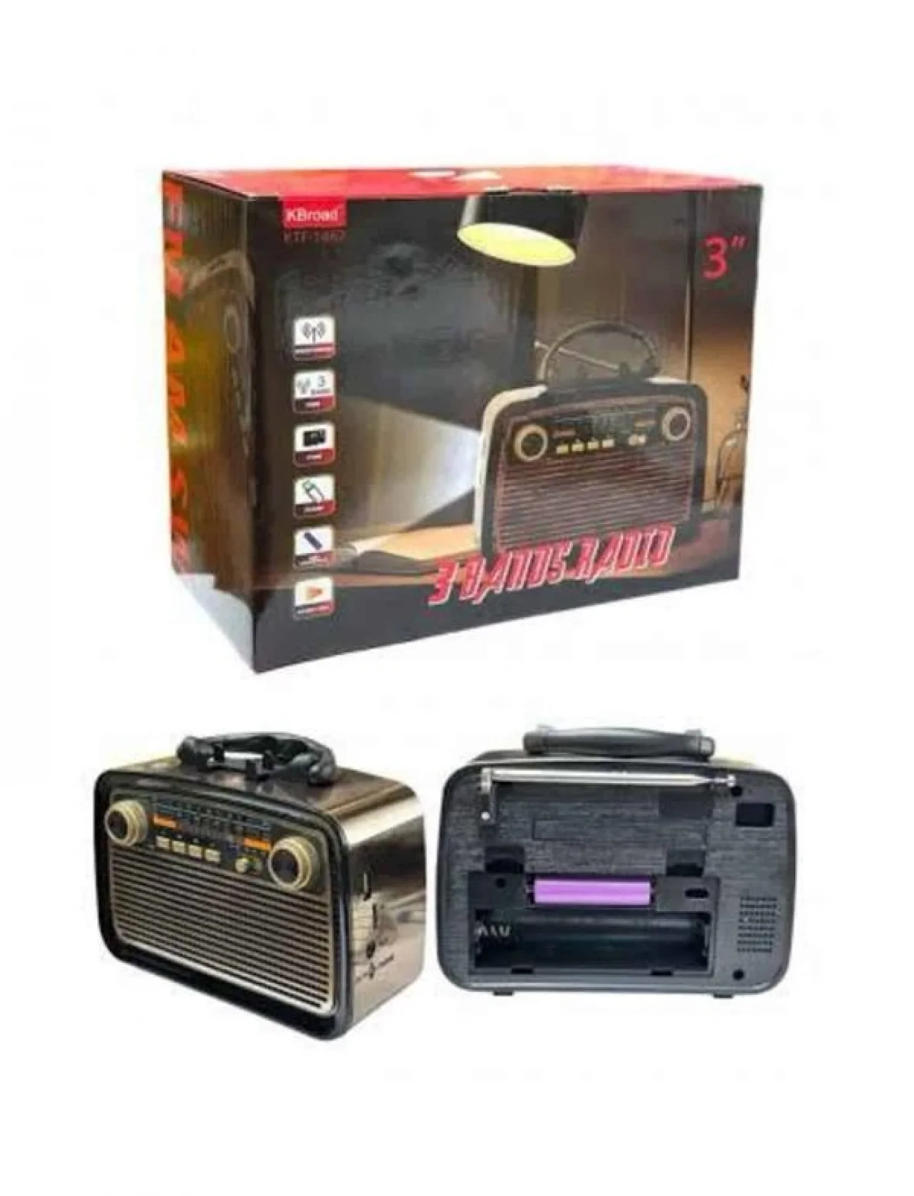 Müzik Kutusu Bluetooth Bağlantılı El Fenerli Nostaljik Tasarım Radyo