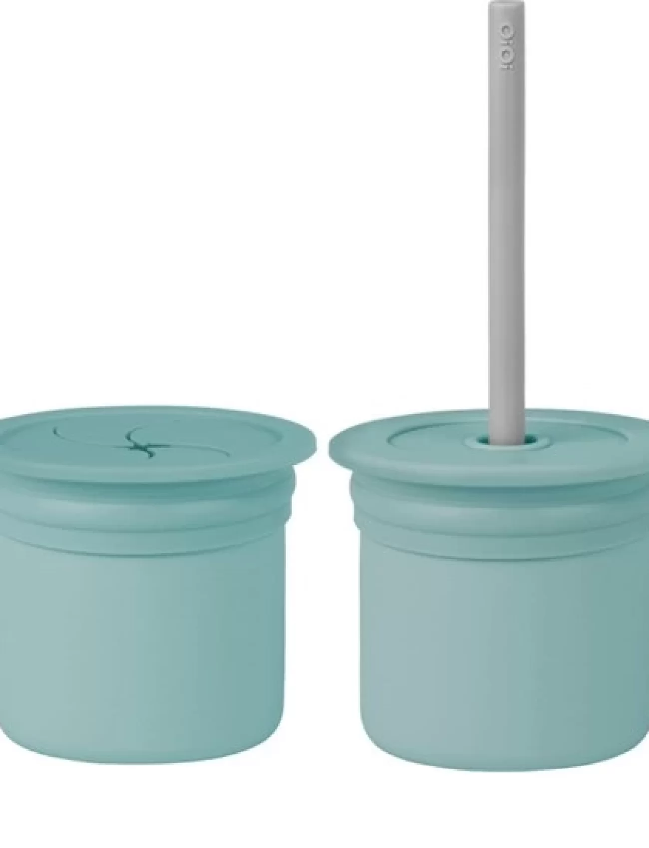 Oioi Ham+hüp Pipetli Silikon Bardak Seti Aqua Green / Powder Grey