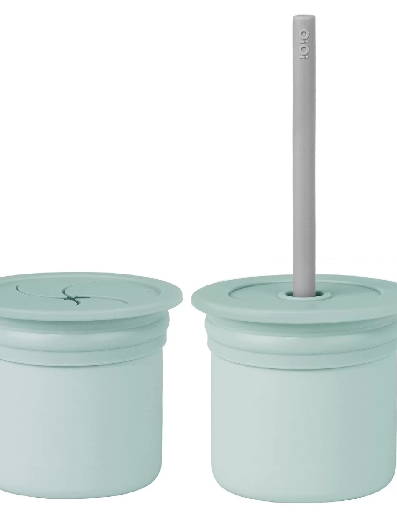 Oioi Ham+hüp Pipetli Silikon Bardak Seti River Green / Powder Grey