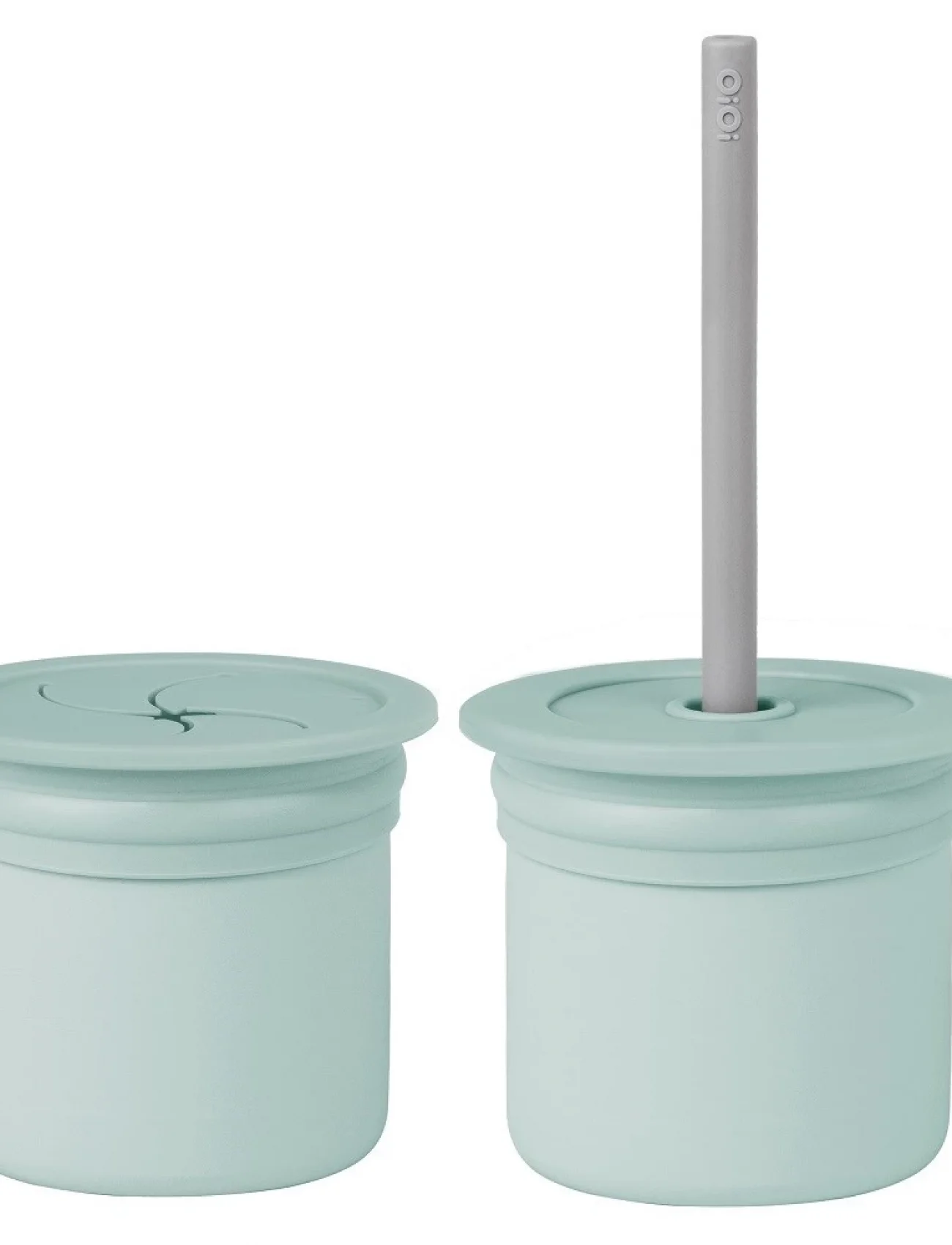 Oioi Ham+hüp Pipetli Silikon Bardak Seti River Green / Powder Grey