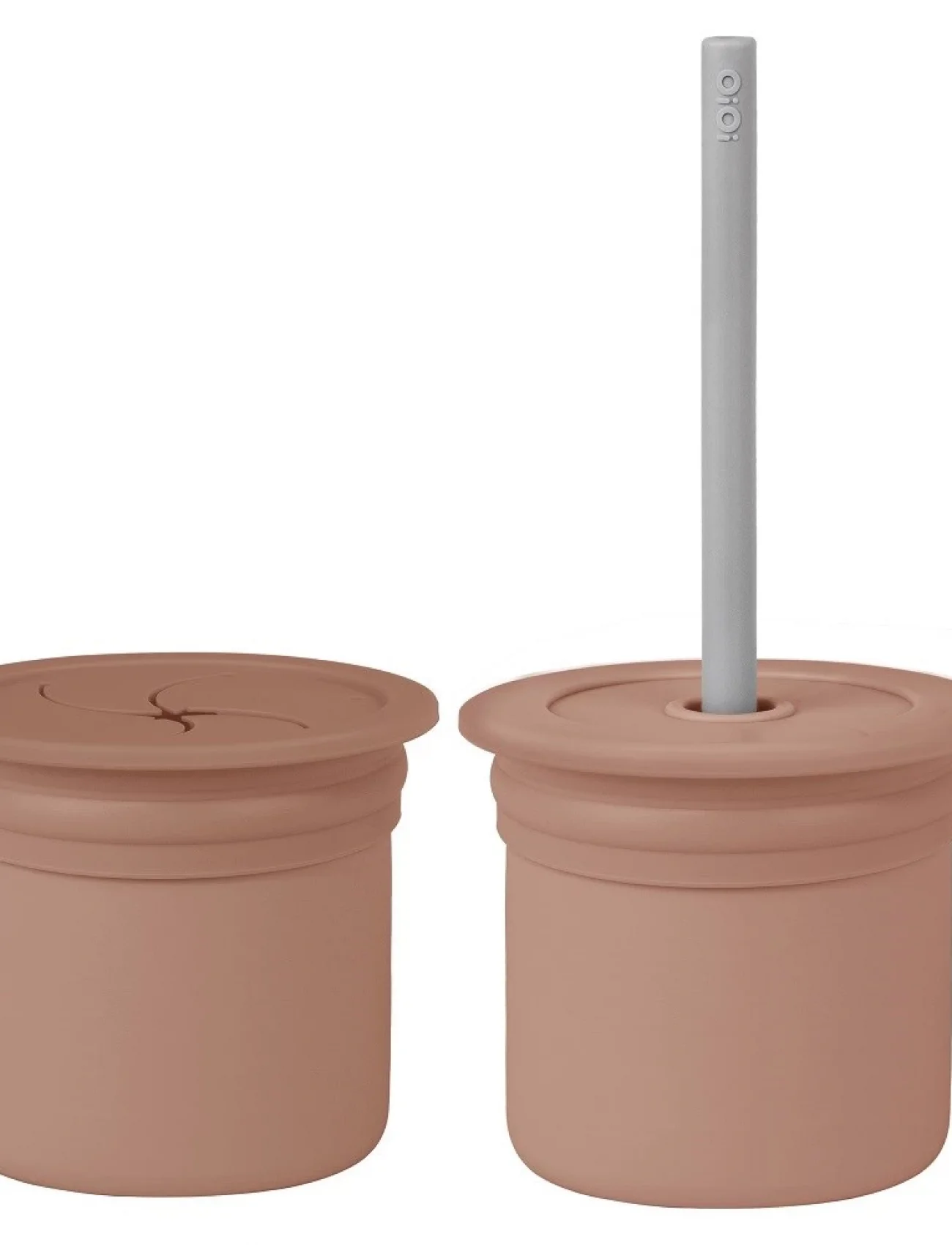 OiOi Ham+Hüp Pipetli Silikon Bardak Seti Woody Brown / Powder Grey