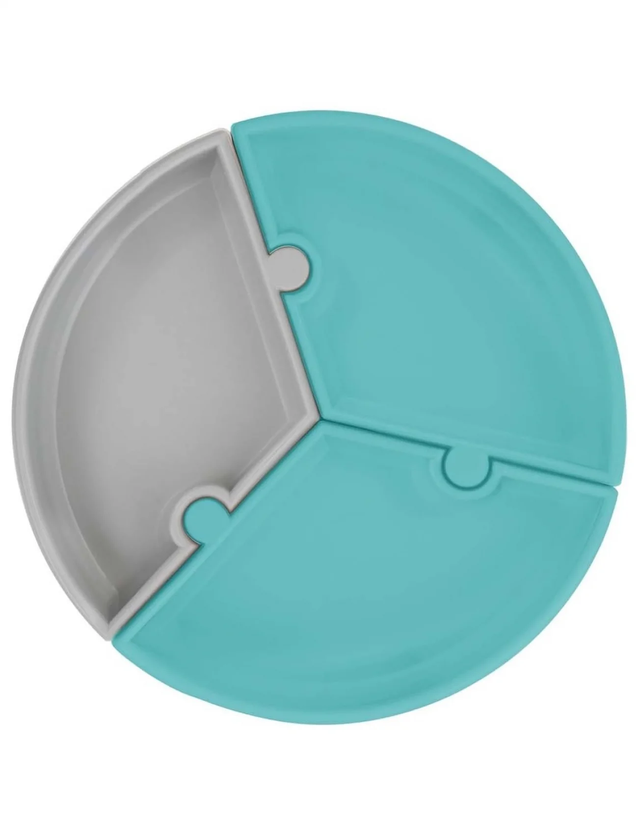 Oioi Puzzle Vakum Tabanlı Silikon Tabak Aqua Green / Powder Grey