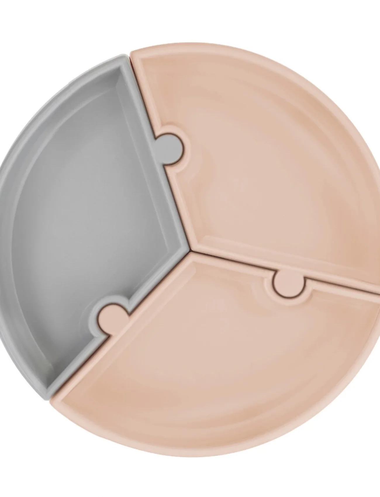 OiOi Puzzle Vakum Tabanlı Silikon Tabak Bubble Beige / Powder Grey