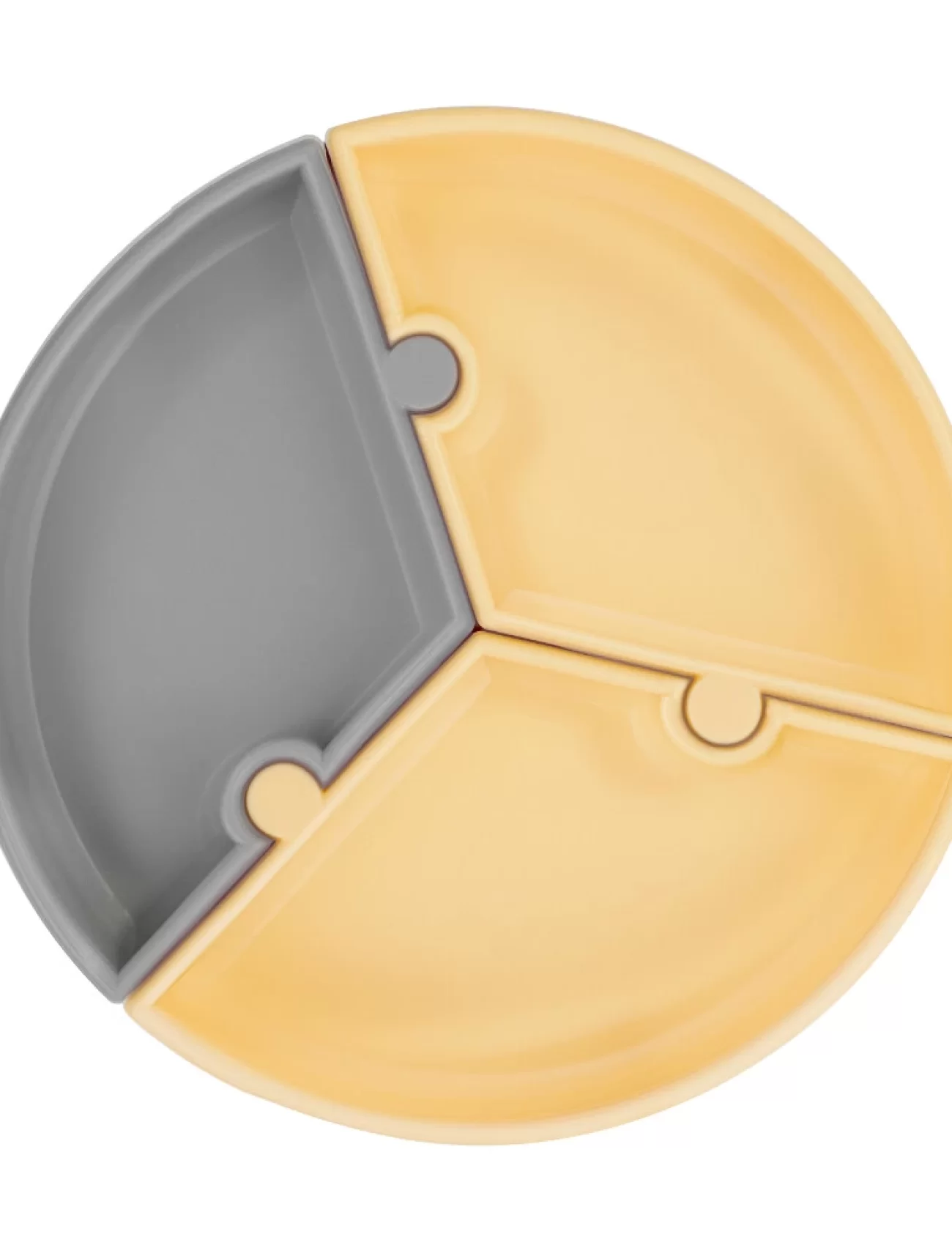 OiOi Puzzle Vakum Tabanlı Silikon Tabak Mellow Yellow / Powder Grey