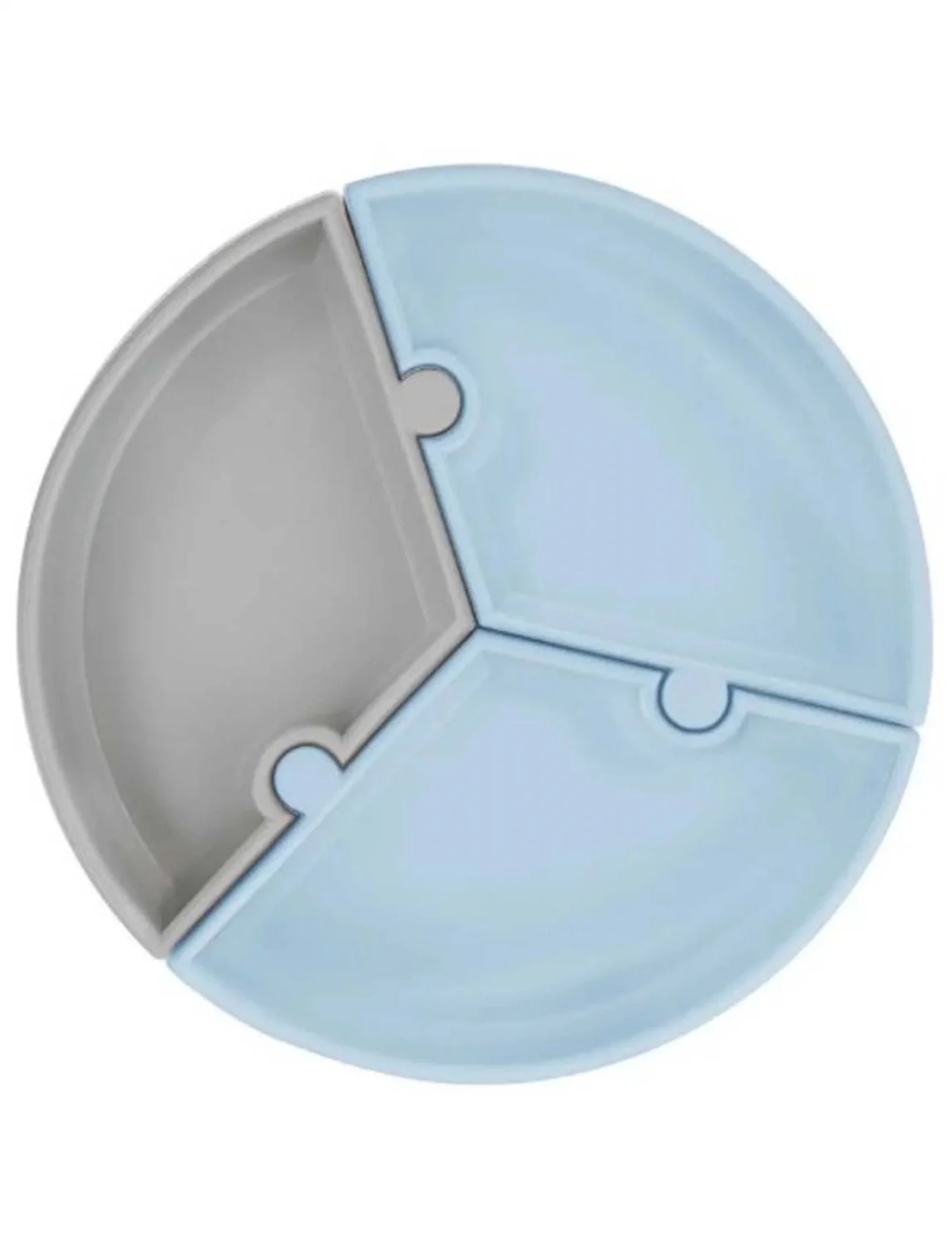 OiOi Puzzle Vakum Tabanlı Silikon Tabak Mineral Blue / Powder Grey