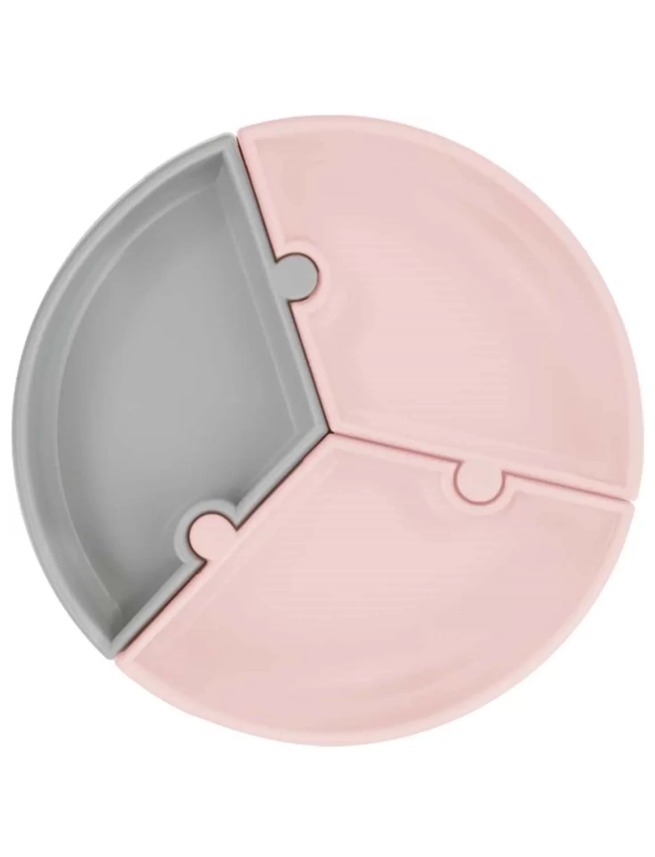 OiOi Puzzle Vakum Tabanlı Silikon Tabak Pinky Pink / Powder Grey