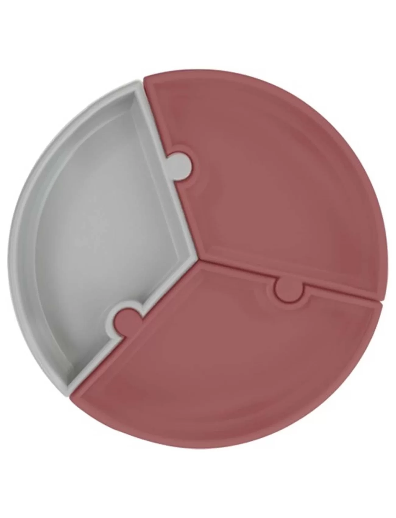 Oioi Puzzle Vakum Tabanlı Silikon Tabak Velvet Rose / Powder Grey