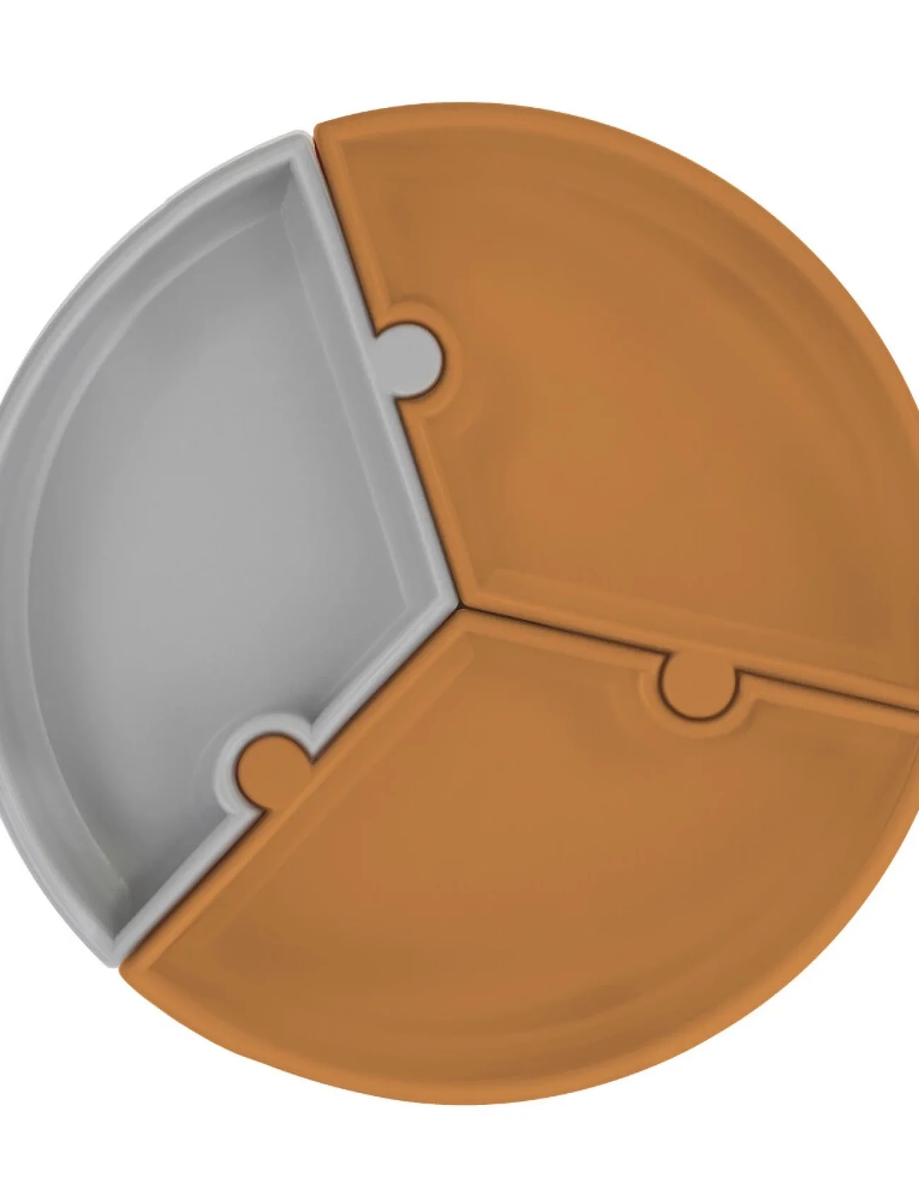 OiOi Puzzle Vakum Tabanlı Silikon Tabak Woody Brown / Powder Grey
