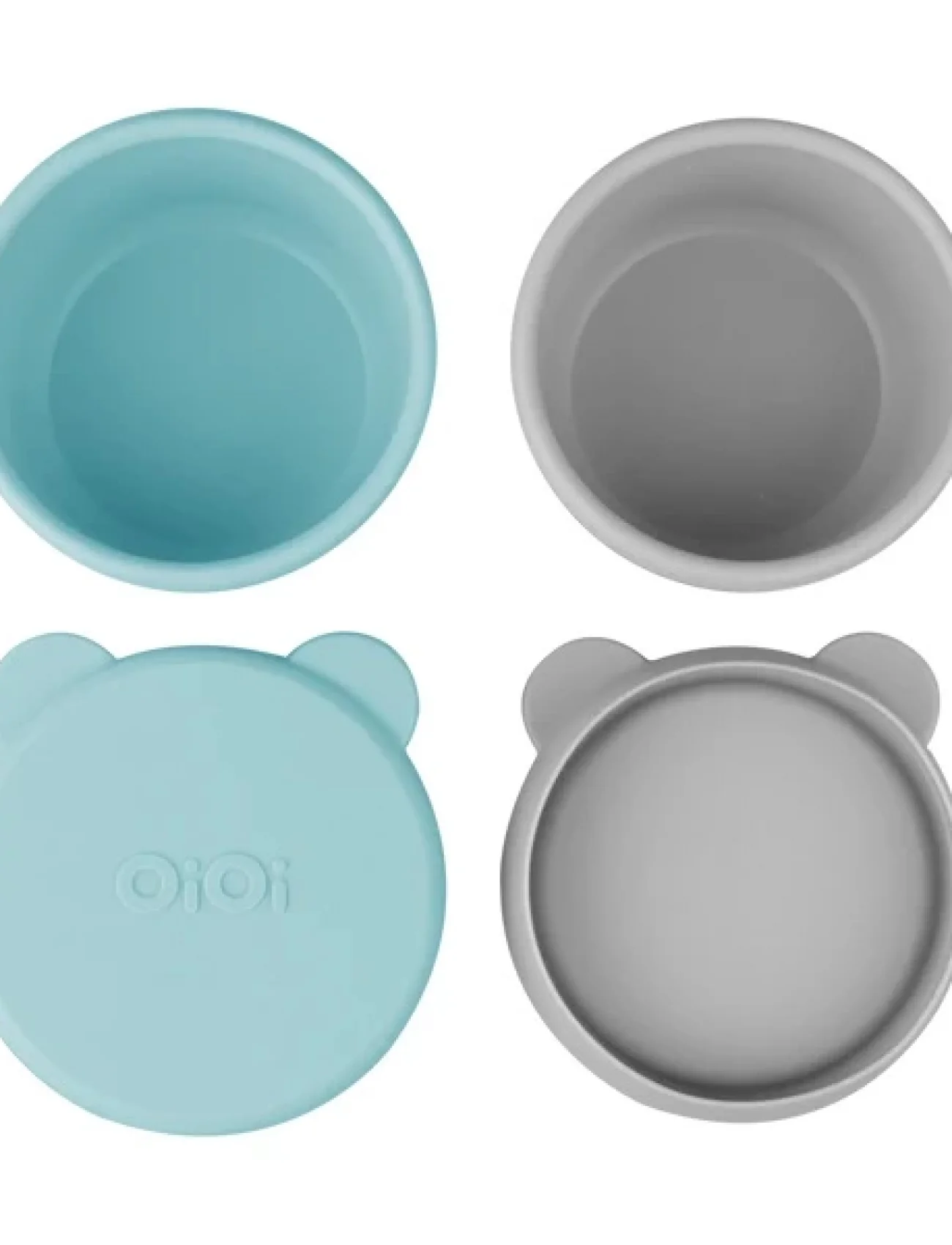 Oioi Silikon Kapaklı Mini Kase 2li Mini Bites Aqua Green / Powder Grey