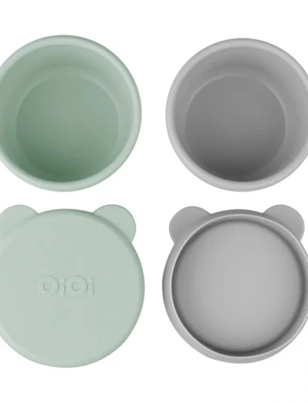 Oioi Silikon Kapaklı Mini Kase 2li Mini Bites River Green / Powder Grey
