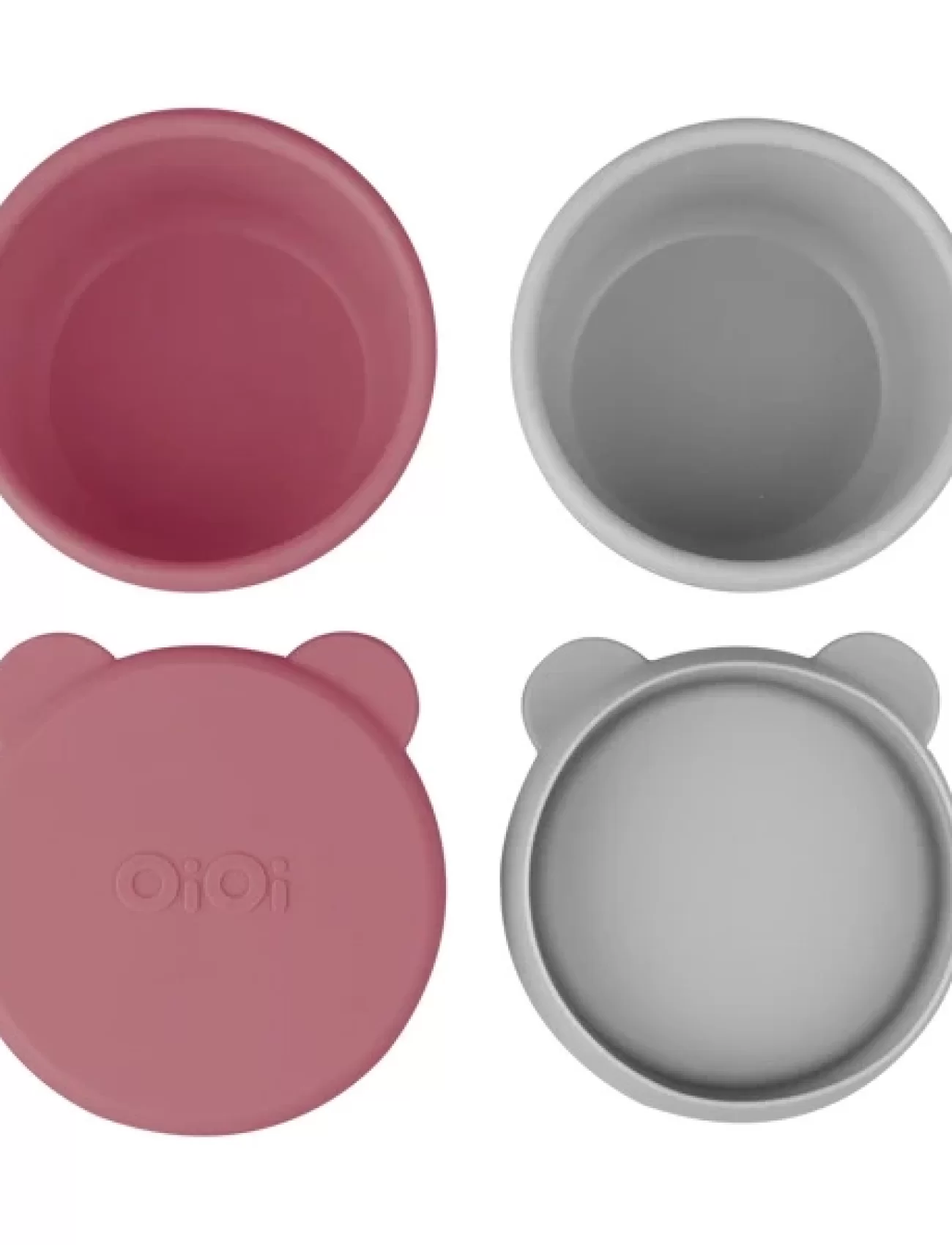 Oioi Silikon Kapaklı Mini Kase 2li Mini Bites Velvet Rose / Powder Grey