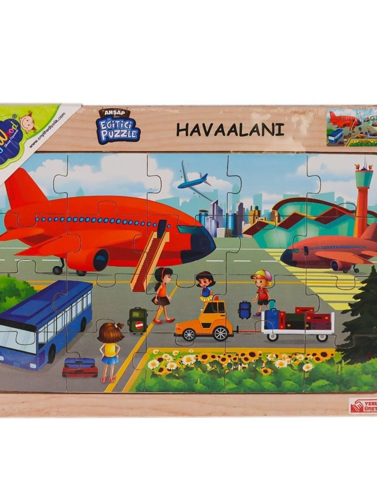 ONY-233-234-235-236 Ahşap Eğitici Puzzle Havaalanı -Onyıl Oyuncak