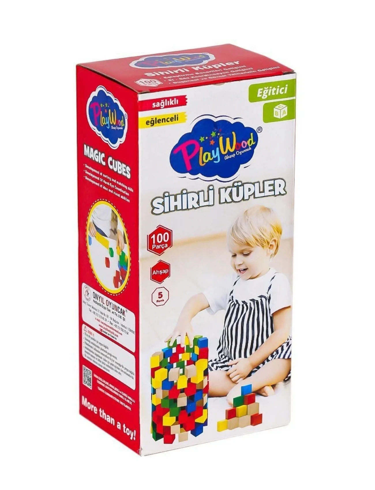 ONY-359 Ahşap Sihirli Küpler 100 Parça -Onyıl Oyuncak