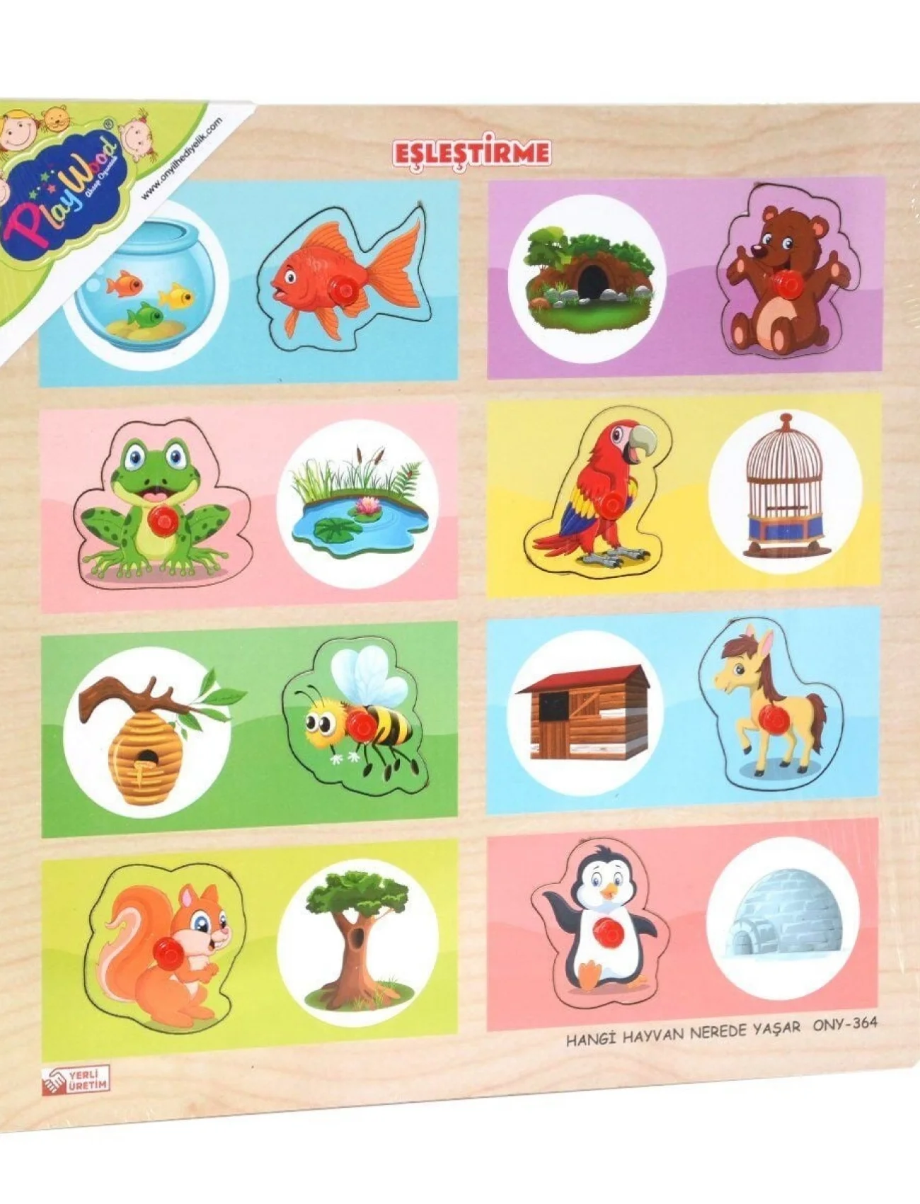 ONY-363-364 Ahşap Tutmalı Eşleştirme Hangi Hayvan Nerede Yaşar -Onyıl