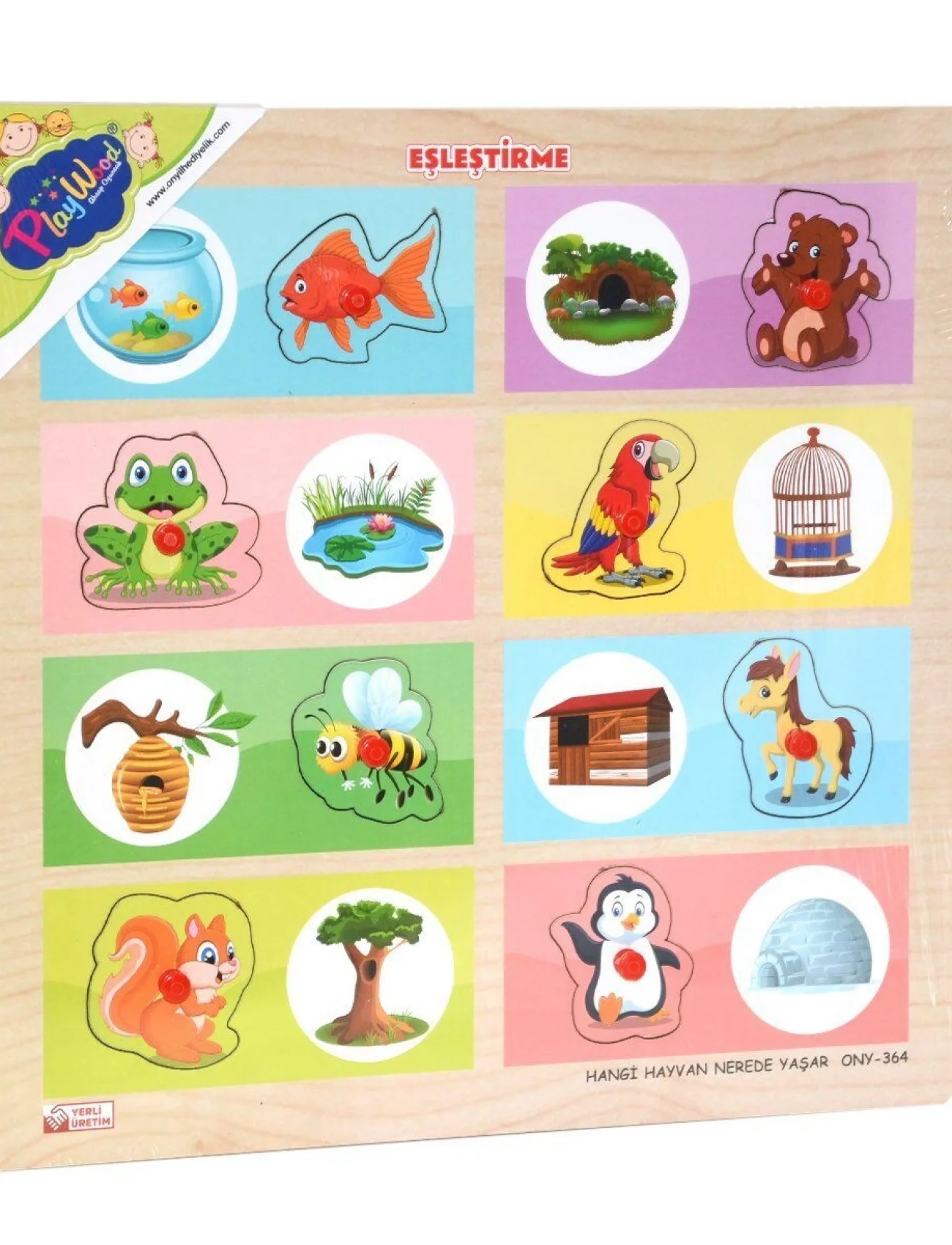 ONY-363-364 Ahşap Tutmalı Eşleştirme Hangi Hayvan Nerede Yaşar -Onyıl